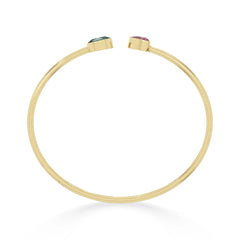 green tourmaline with pink tourmaline cut bracelet