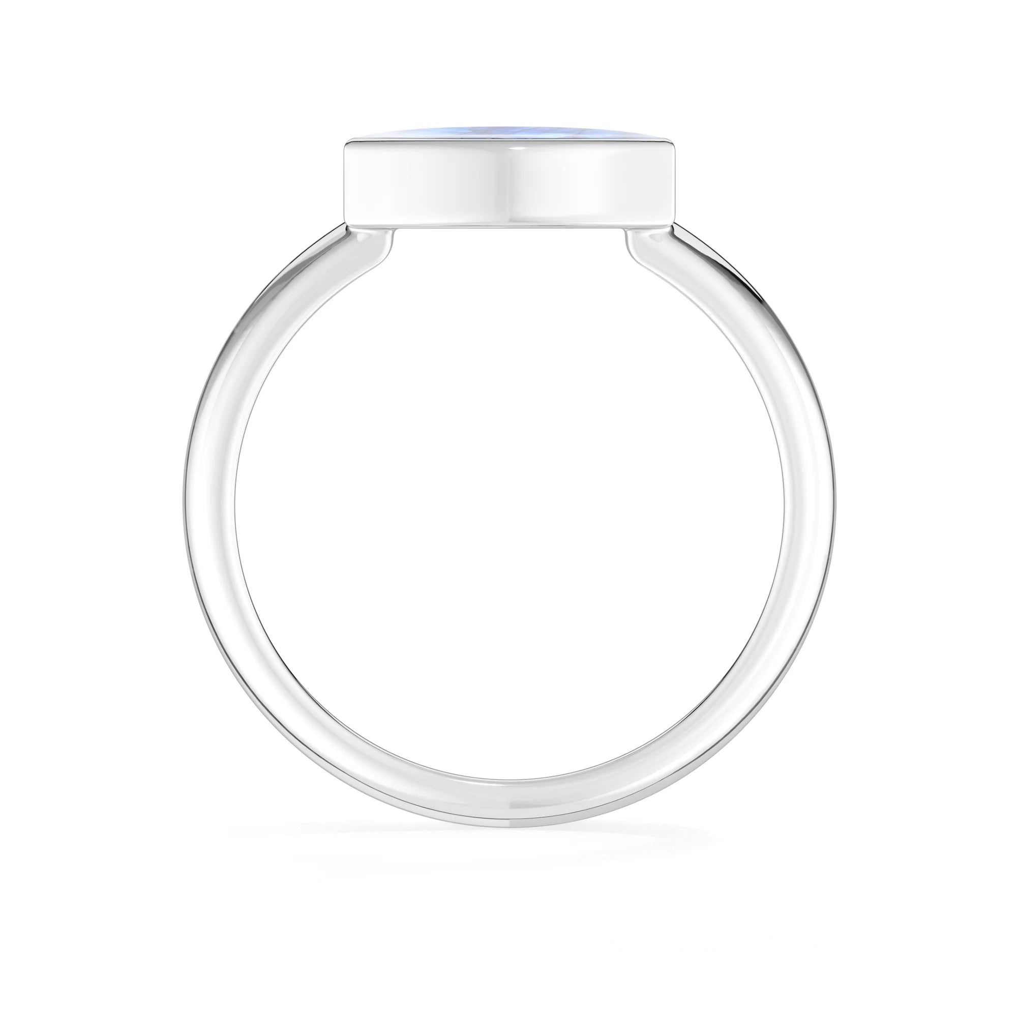 rainbow-moonstone bezel-set ring