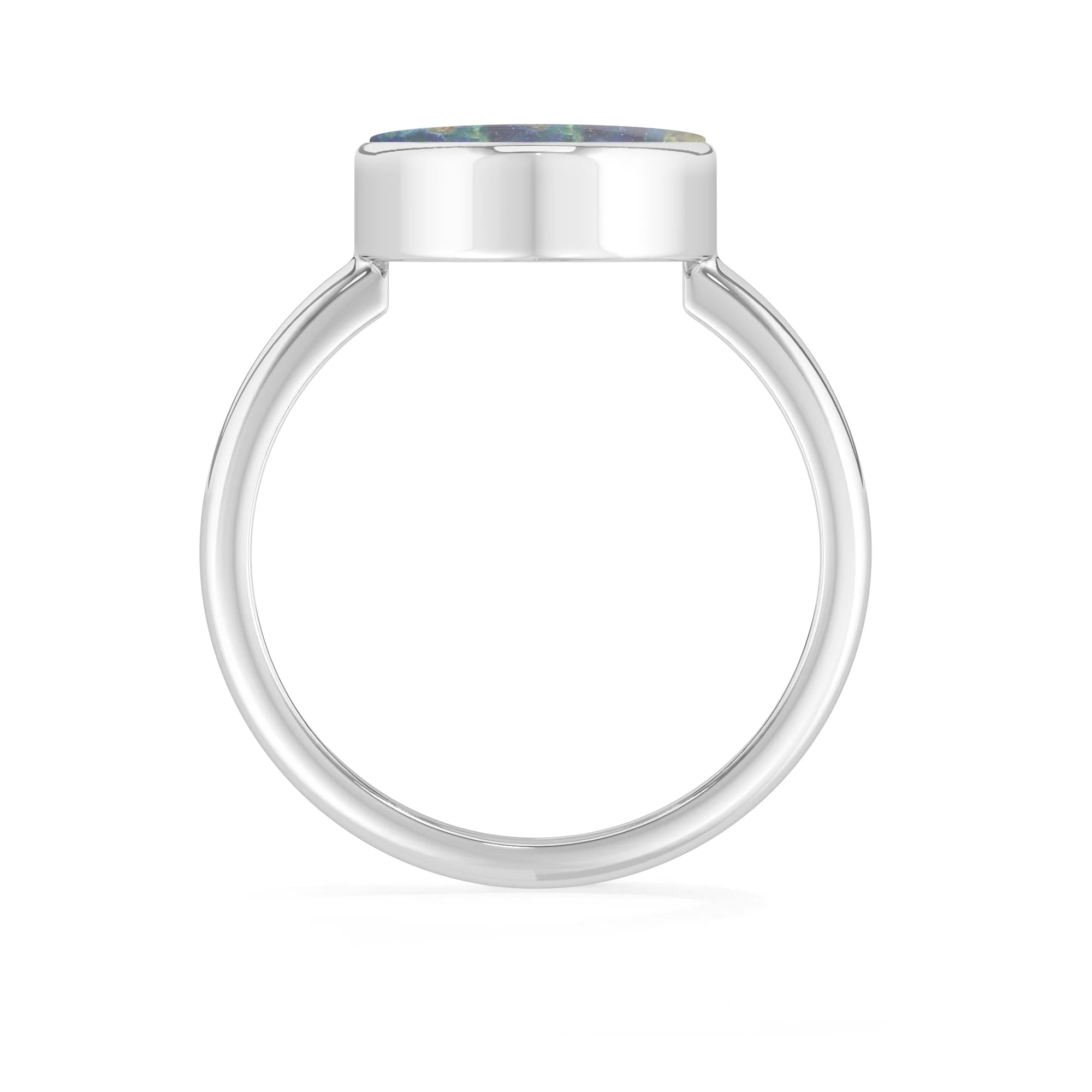 azurite malachite bezel-set ring