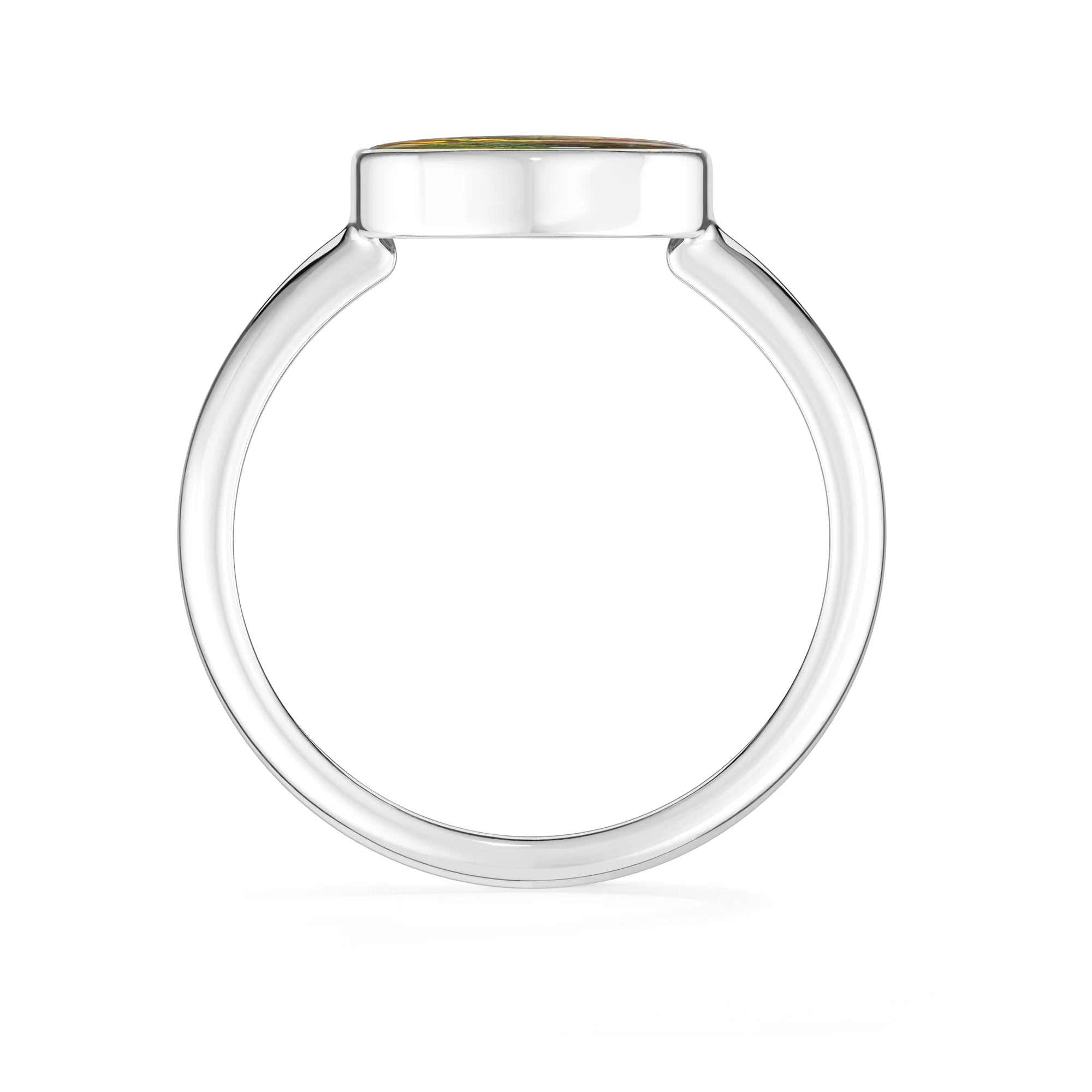 ammolite bezel-set ring