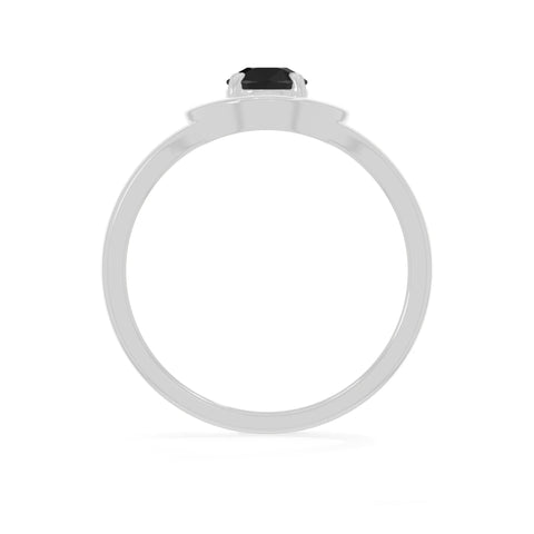 natural black tourmaline ring for women in sterling silver