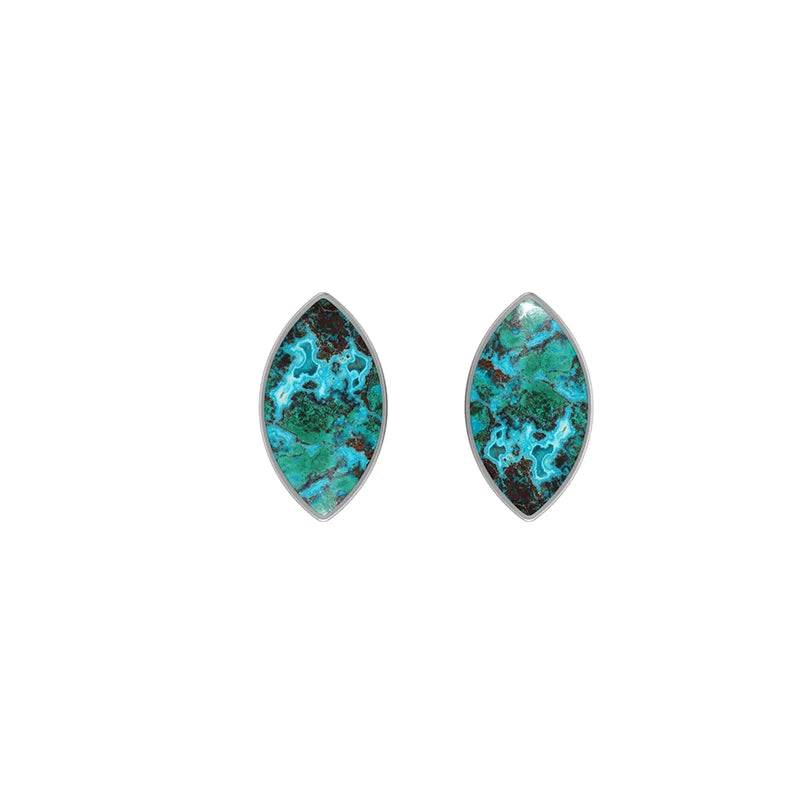chrysocolla cab earrings