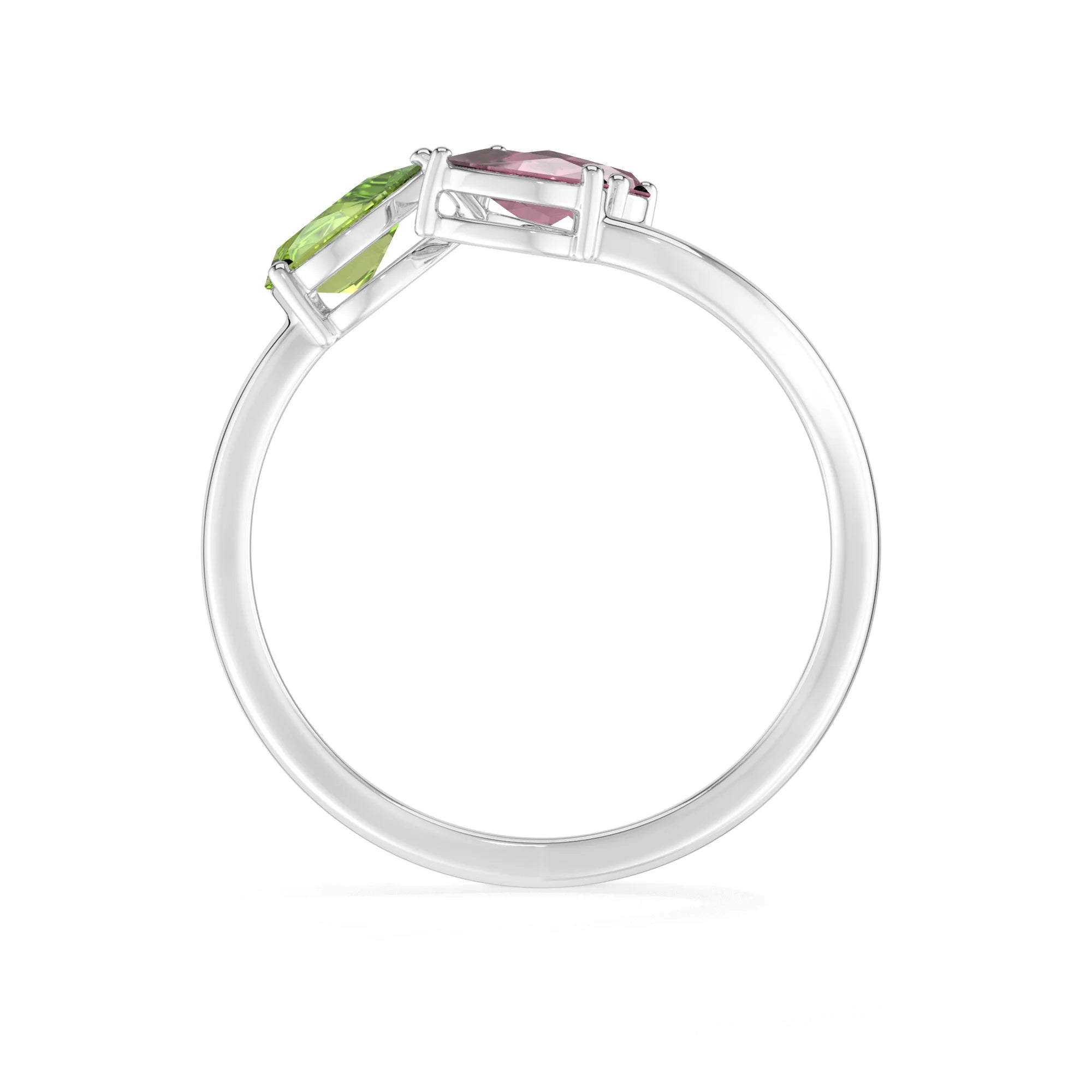 natural peridot & pink tourmaline ring