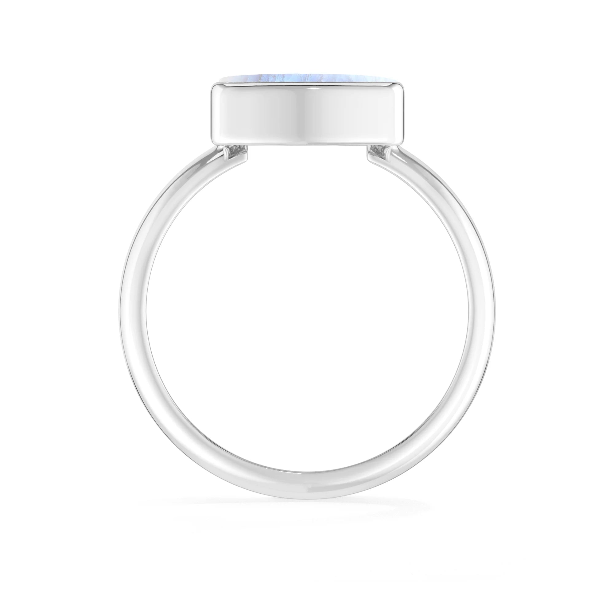 rainbow-moonstone bezel-set ring