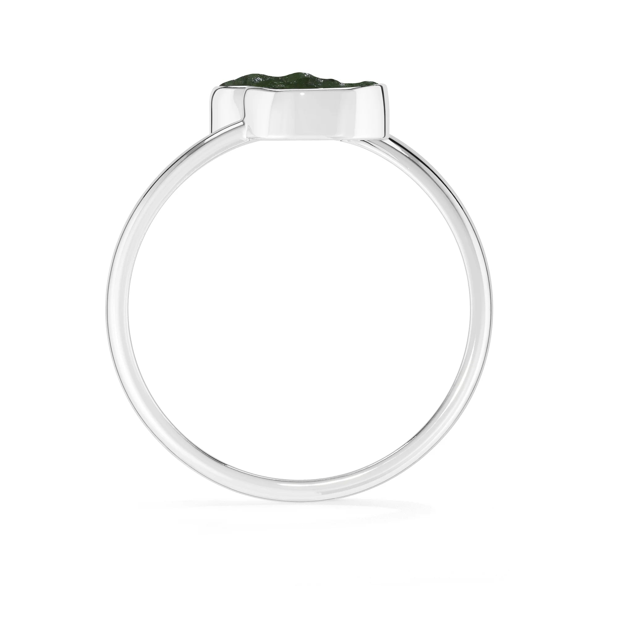 moldavite bezel-set ring