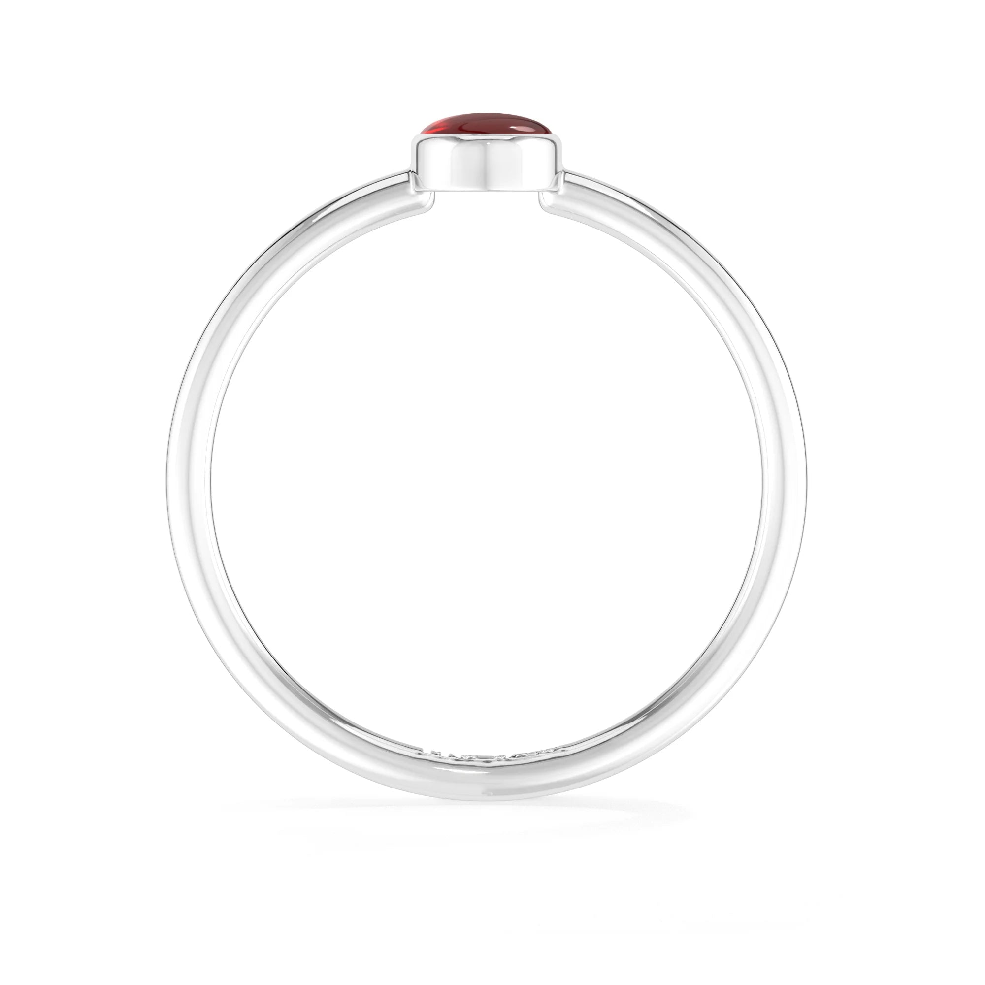 red garnet stackable bezel-set ring