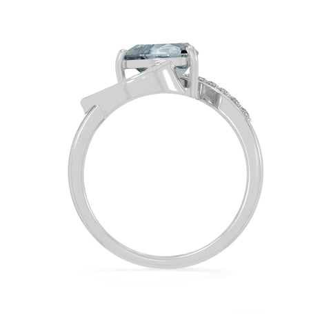 Natural Aquamarine & Rainbow Moonstone Ring