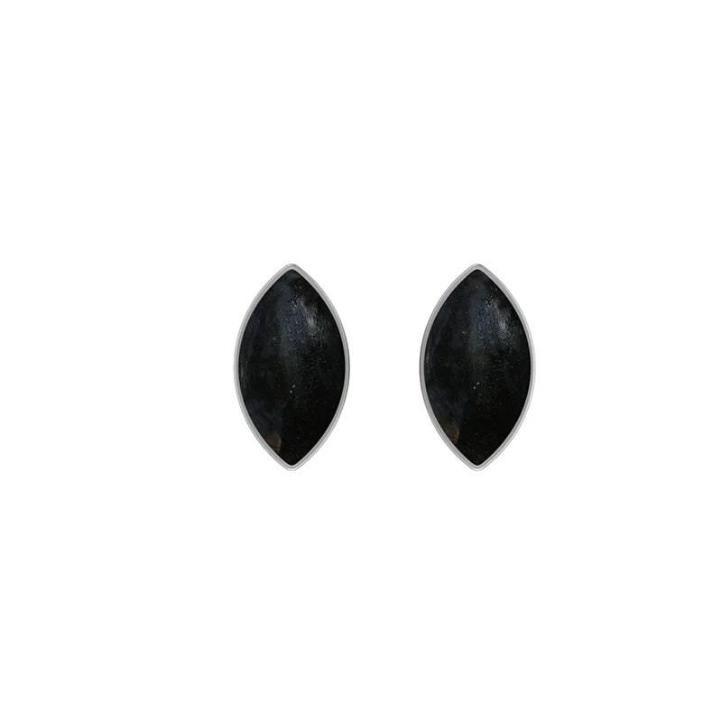 black tourmaline cab earrings