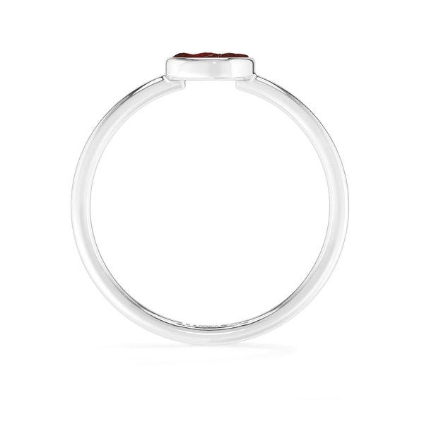 red garnet stackable bezel-set ring