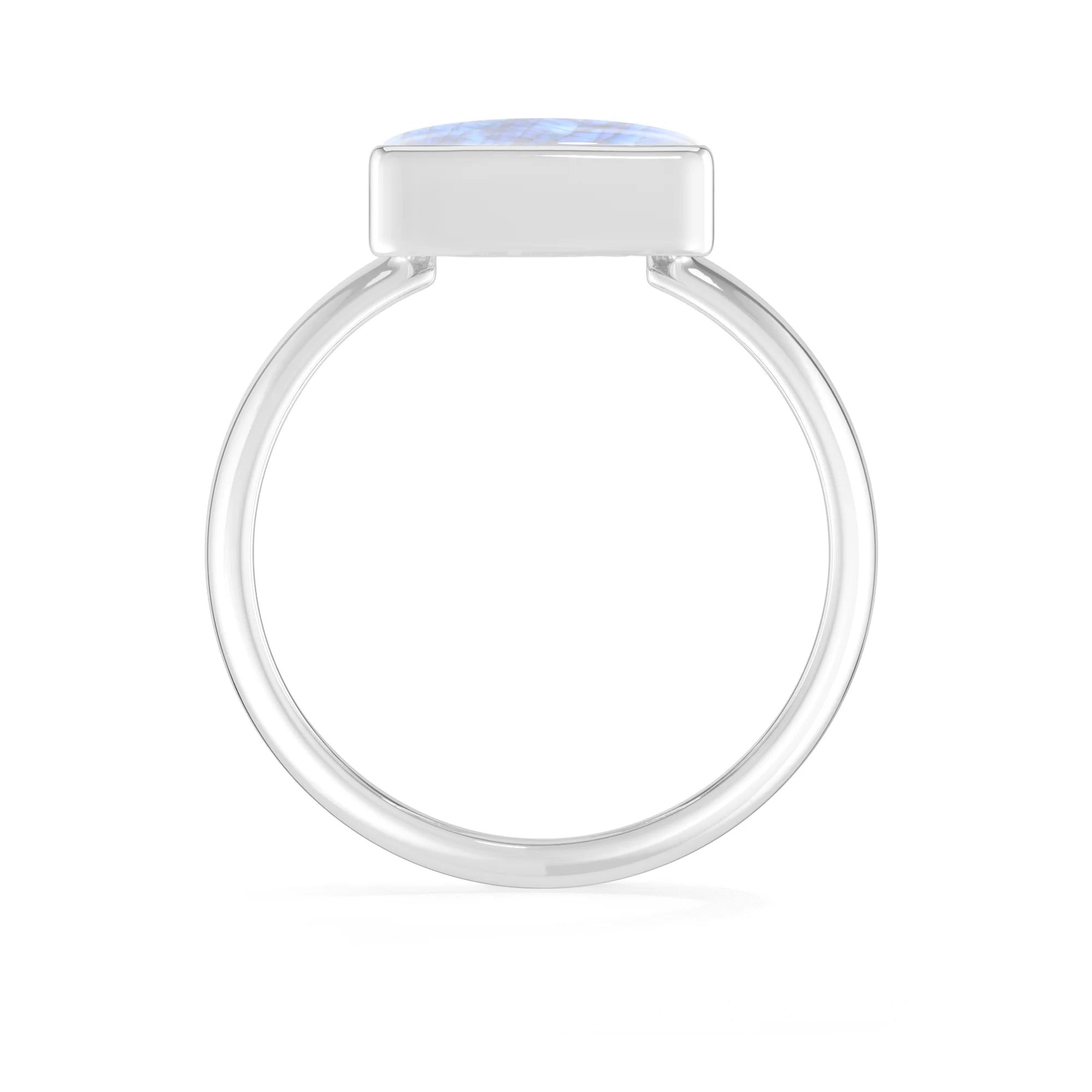 rainbow-moonstone bezel-set ring