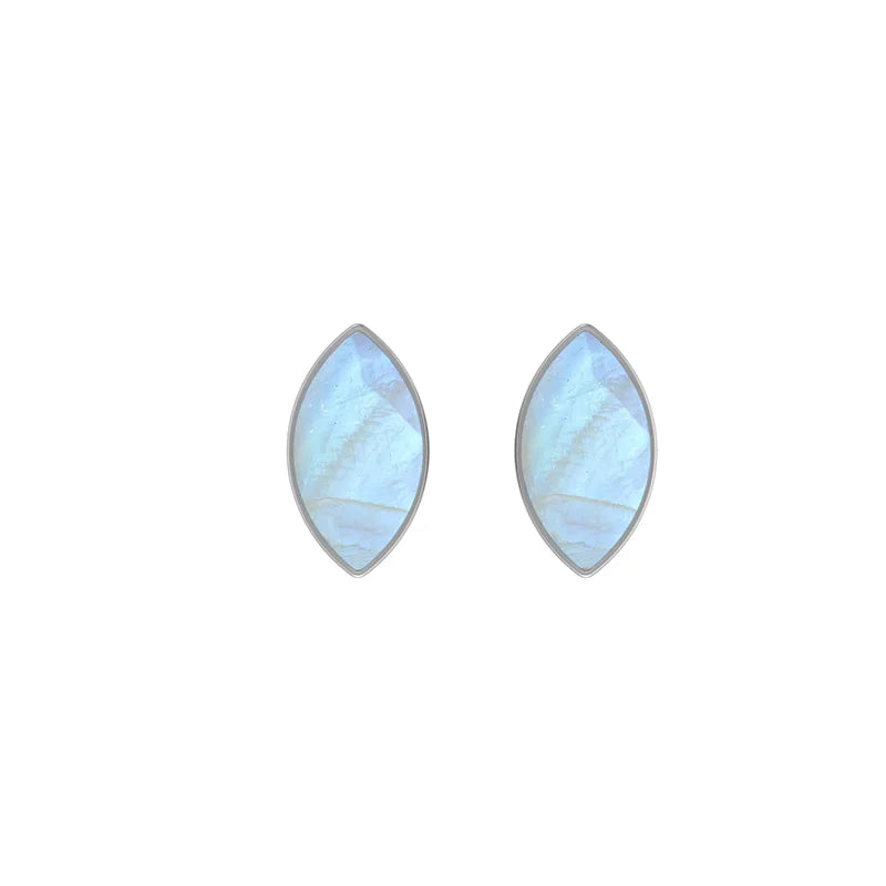 rainbow moonstone cab pear earrings
