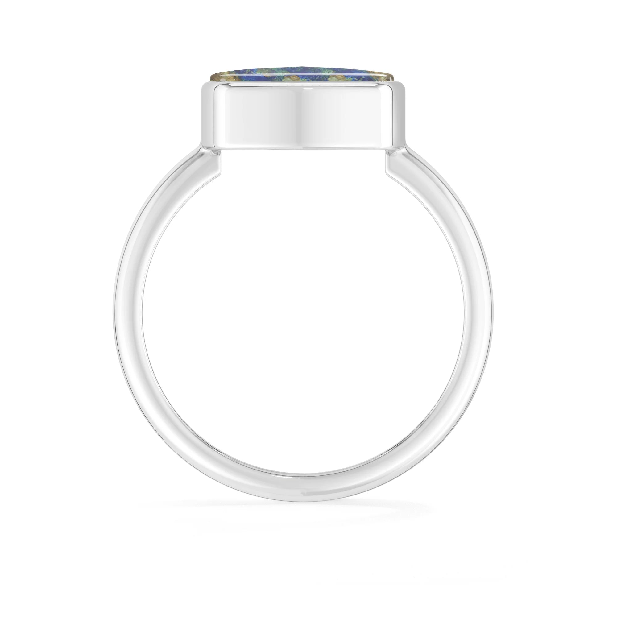 azurite malachite bezel-set ring