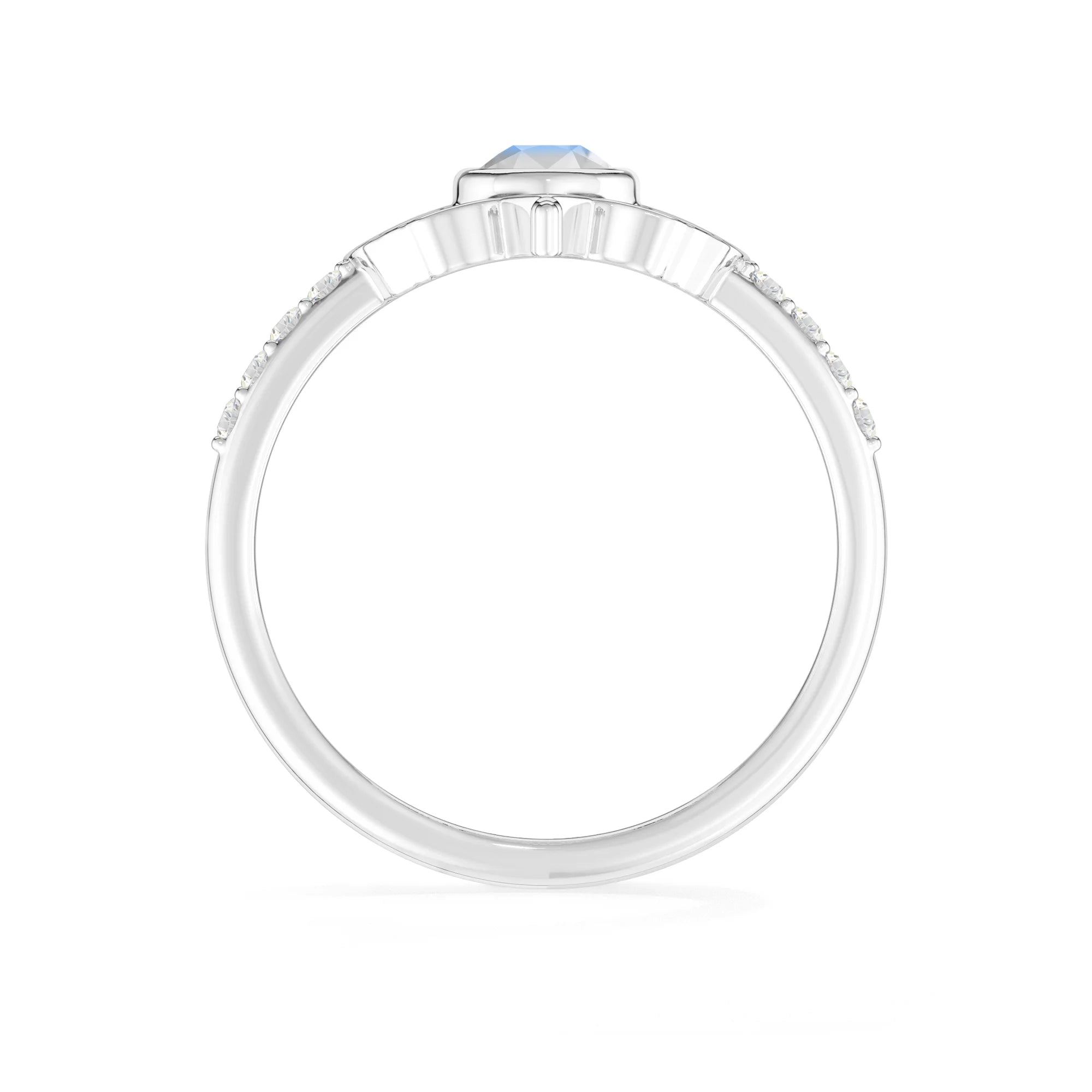 rainbow moonstone bezel-set ring