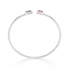 green tourmaline with pink tourmaline cut bracelet