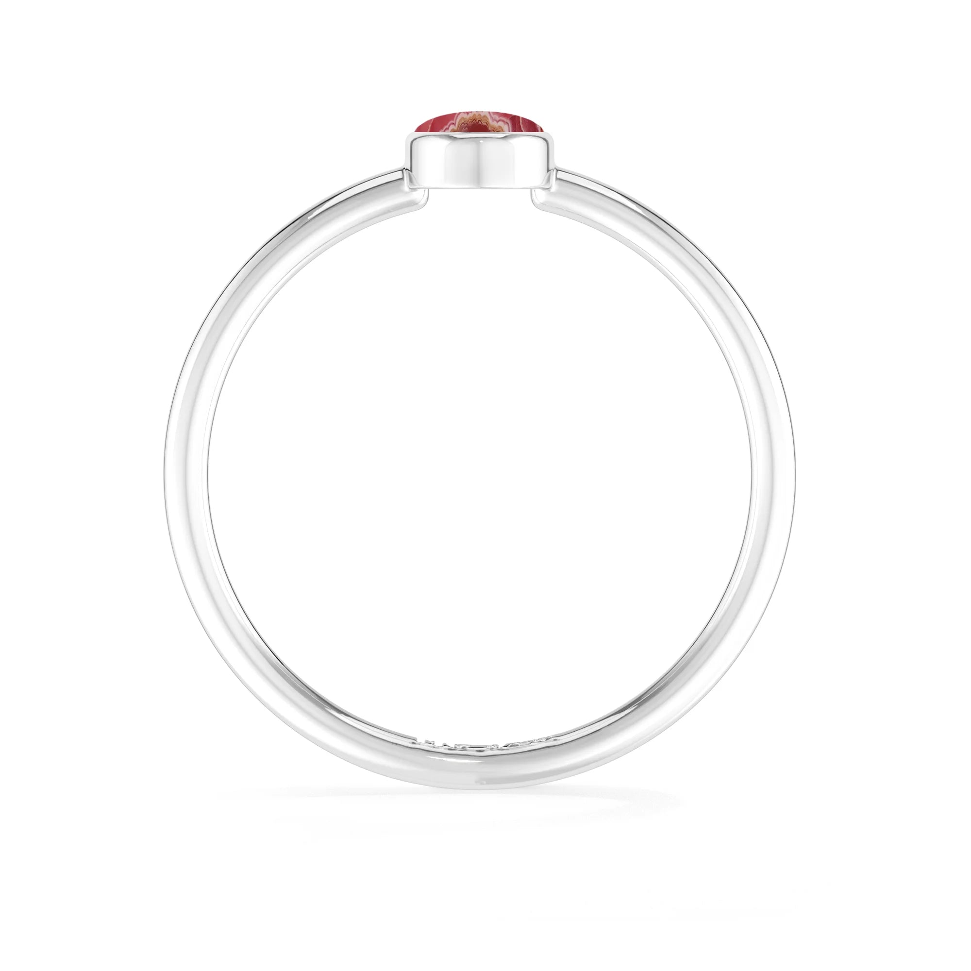 rhodochrosite stackable bezel-set ring