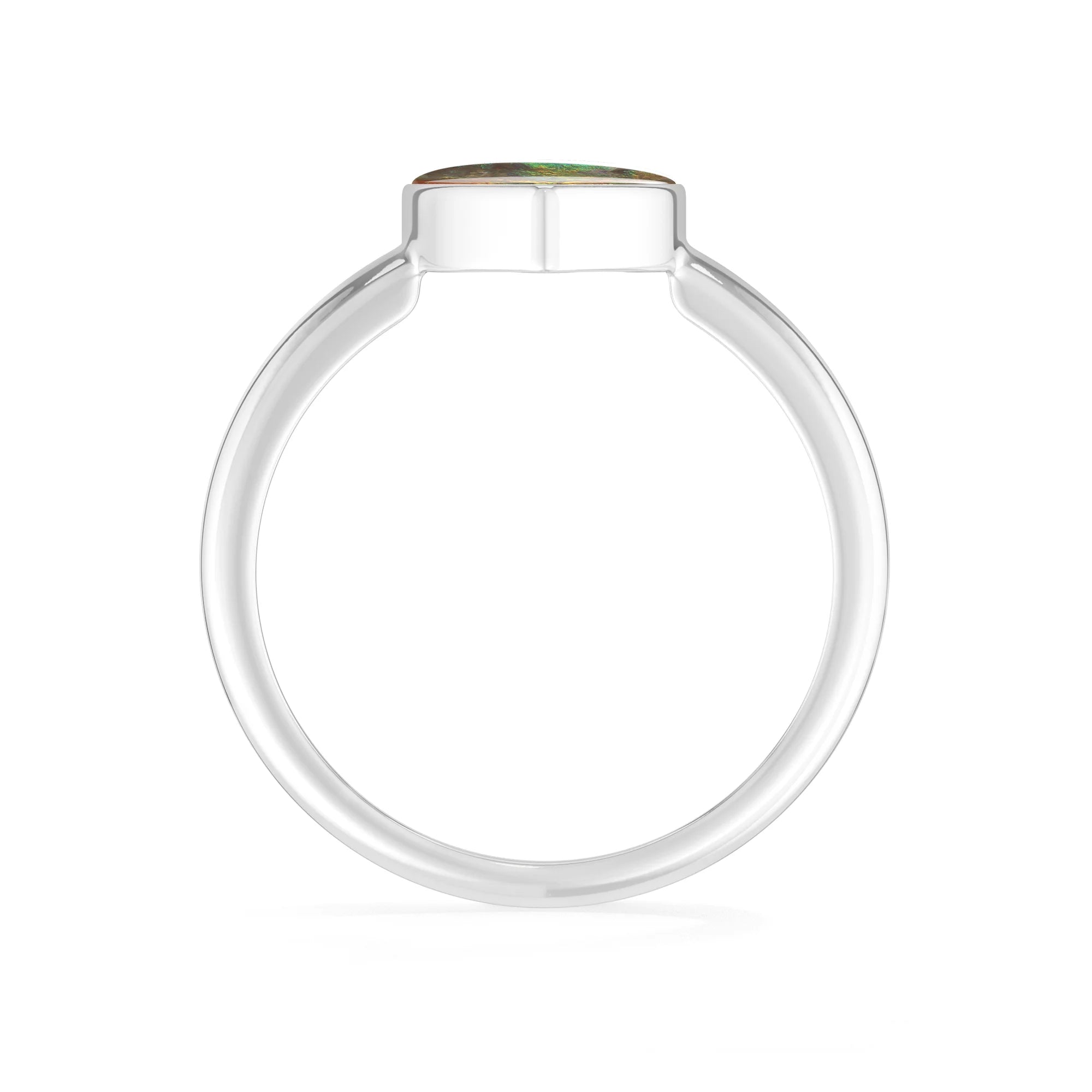 ammolite bezel-set ring