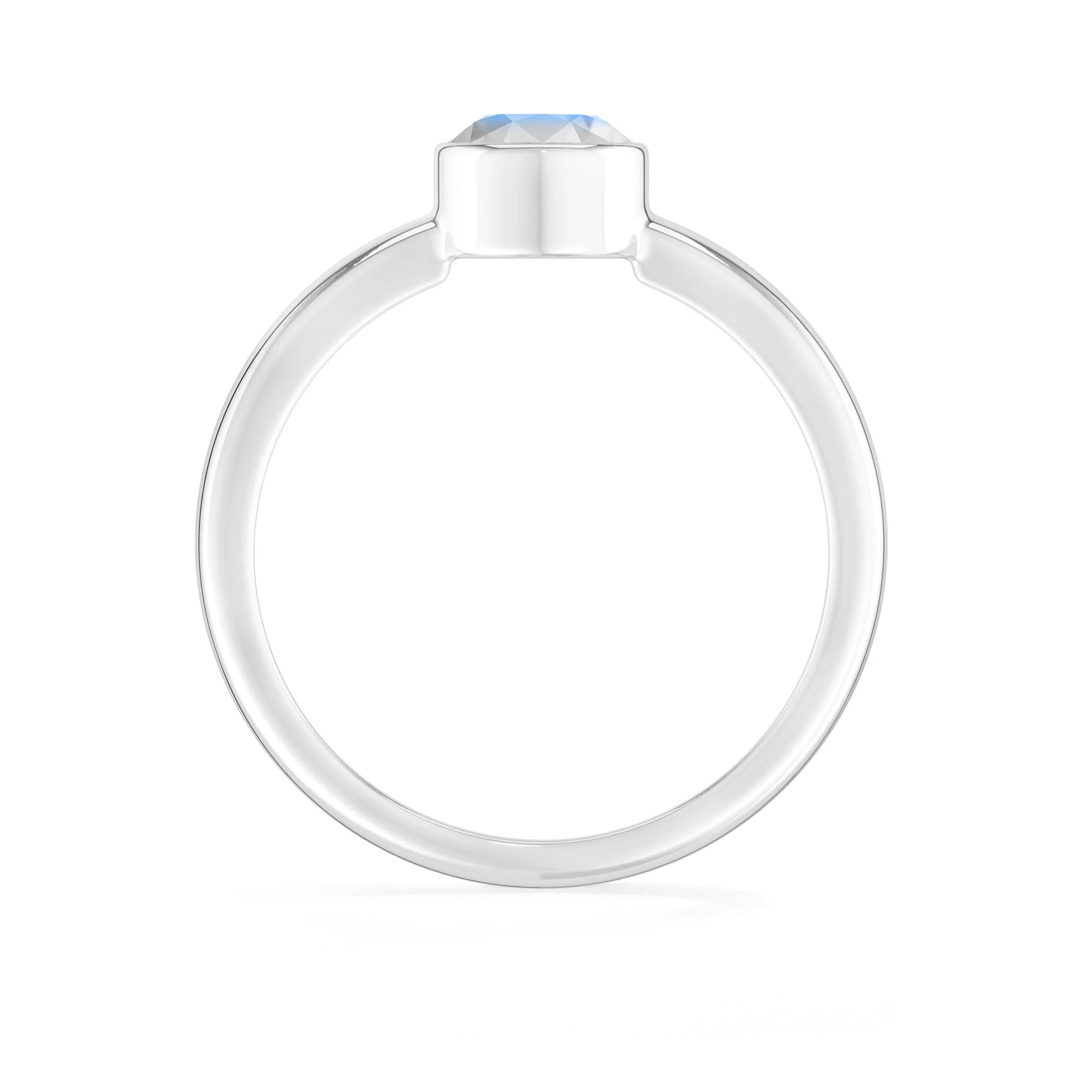 rainbow-moonstone bezel-set ring