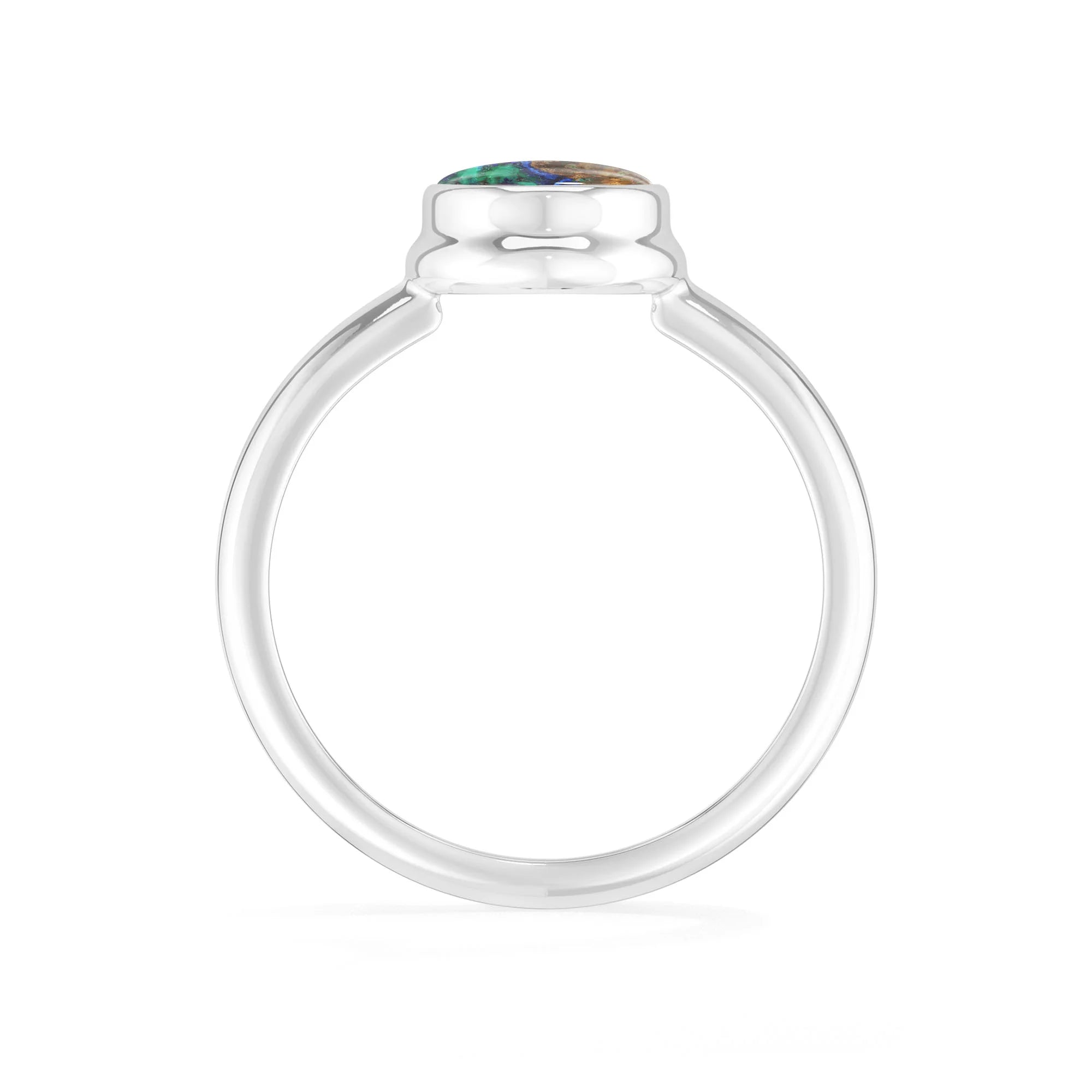 azurite malachite bezel-set ring