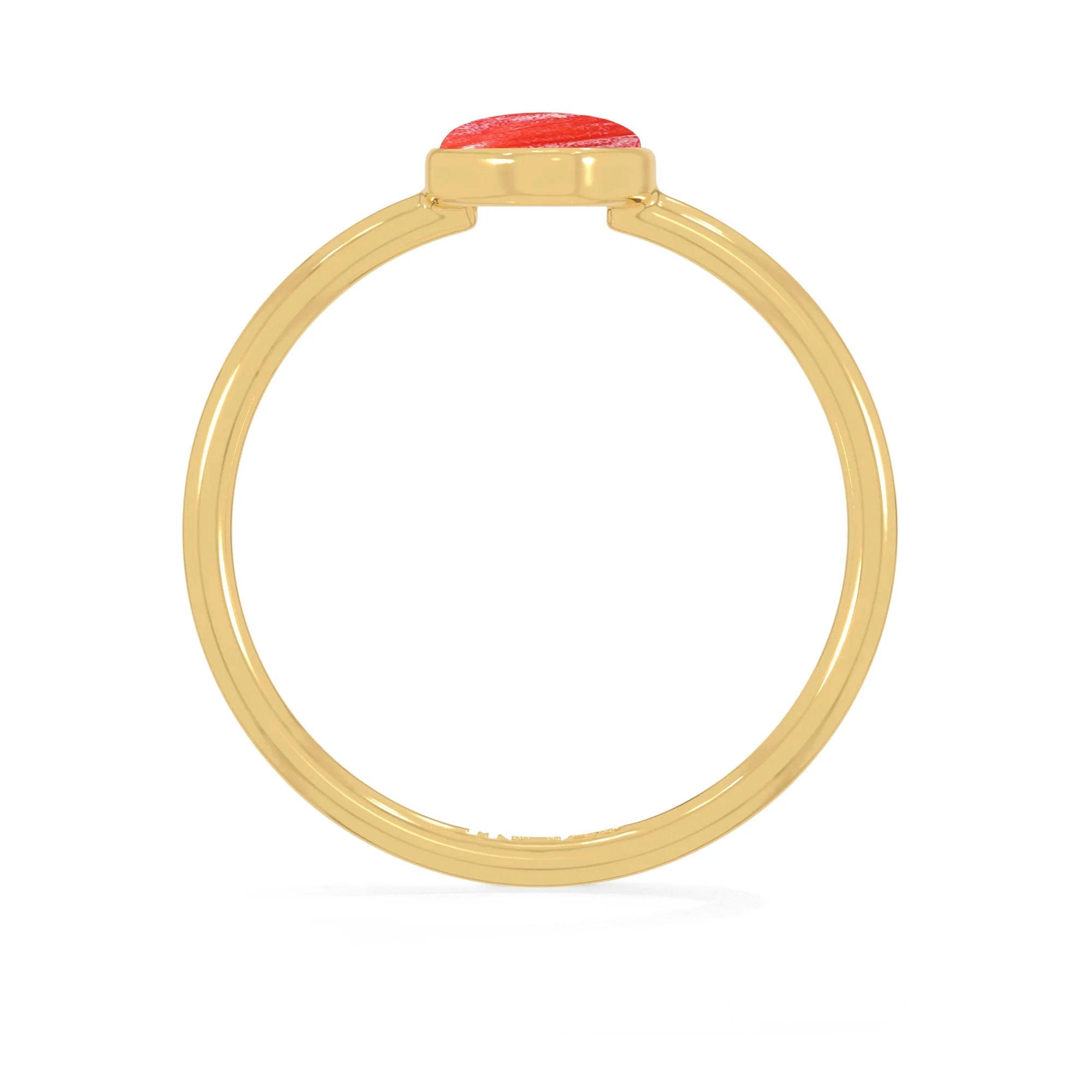 red coral stackable bezel-set ring