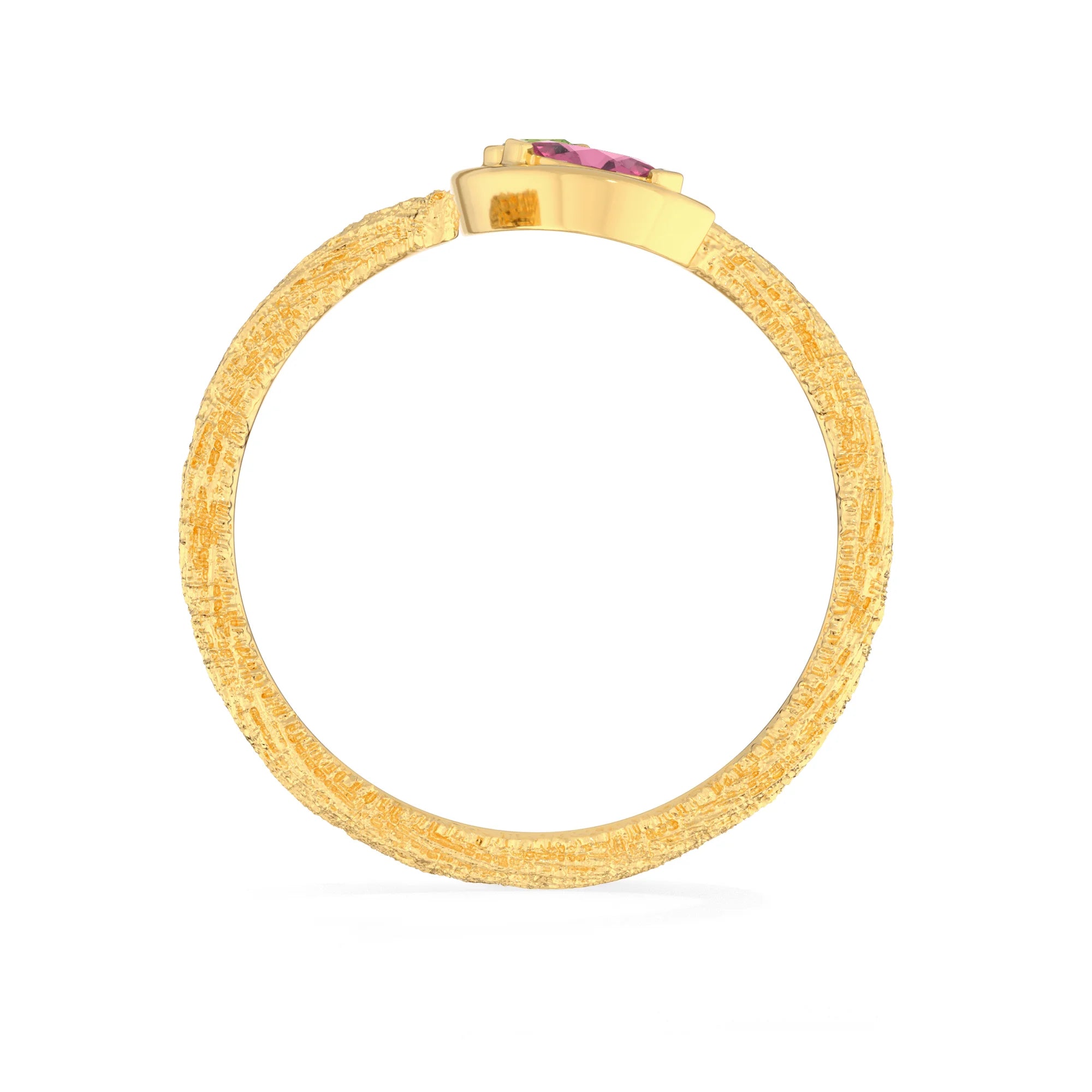 peridot-pink tourmaline prong-set ring