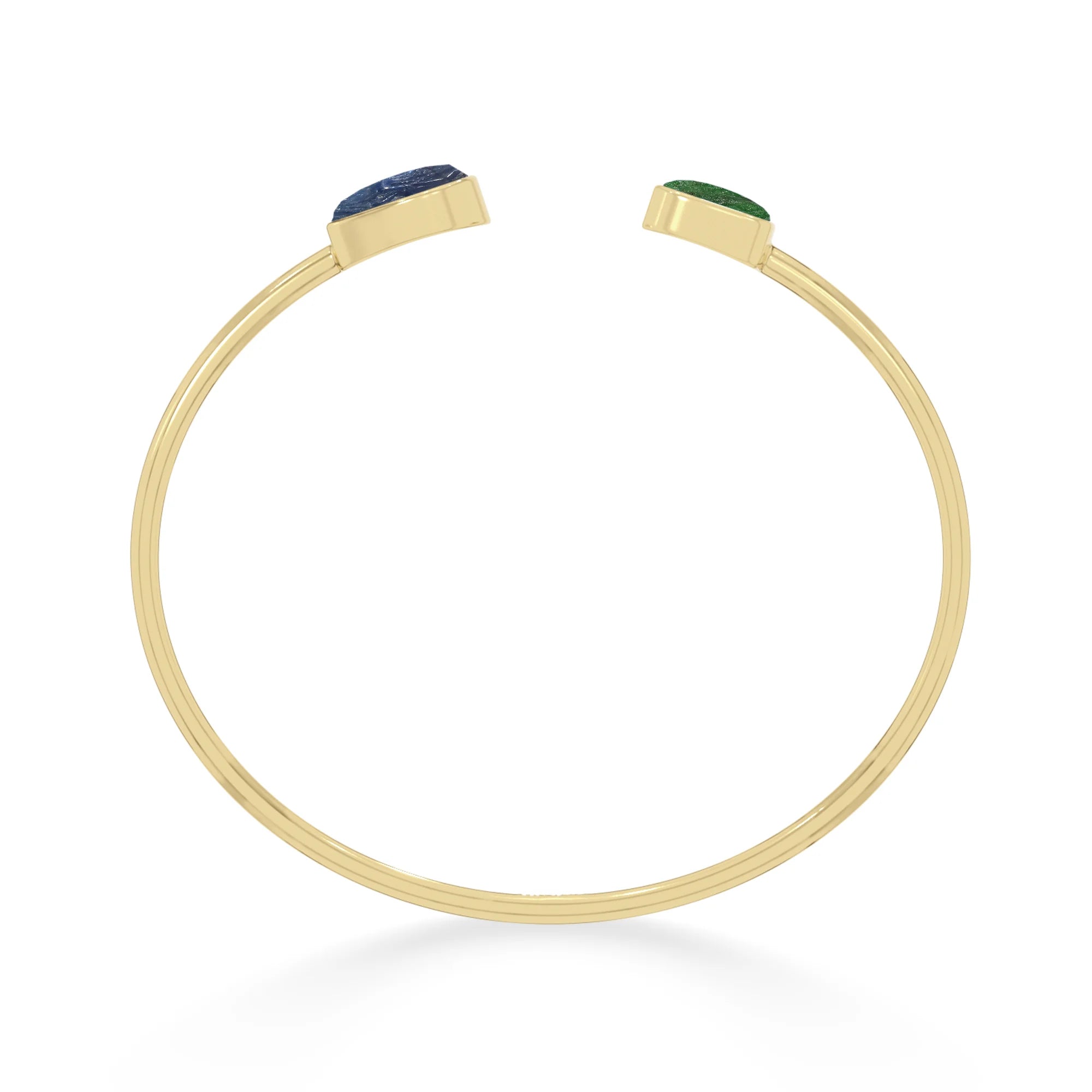 blue sapphire with emerald twister bracelet