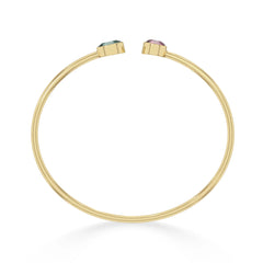 green tourmaline with pink tourmaline cut bracelet