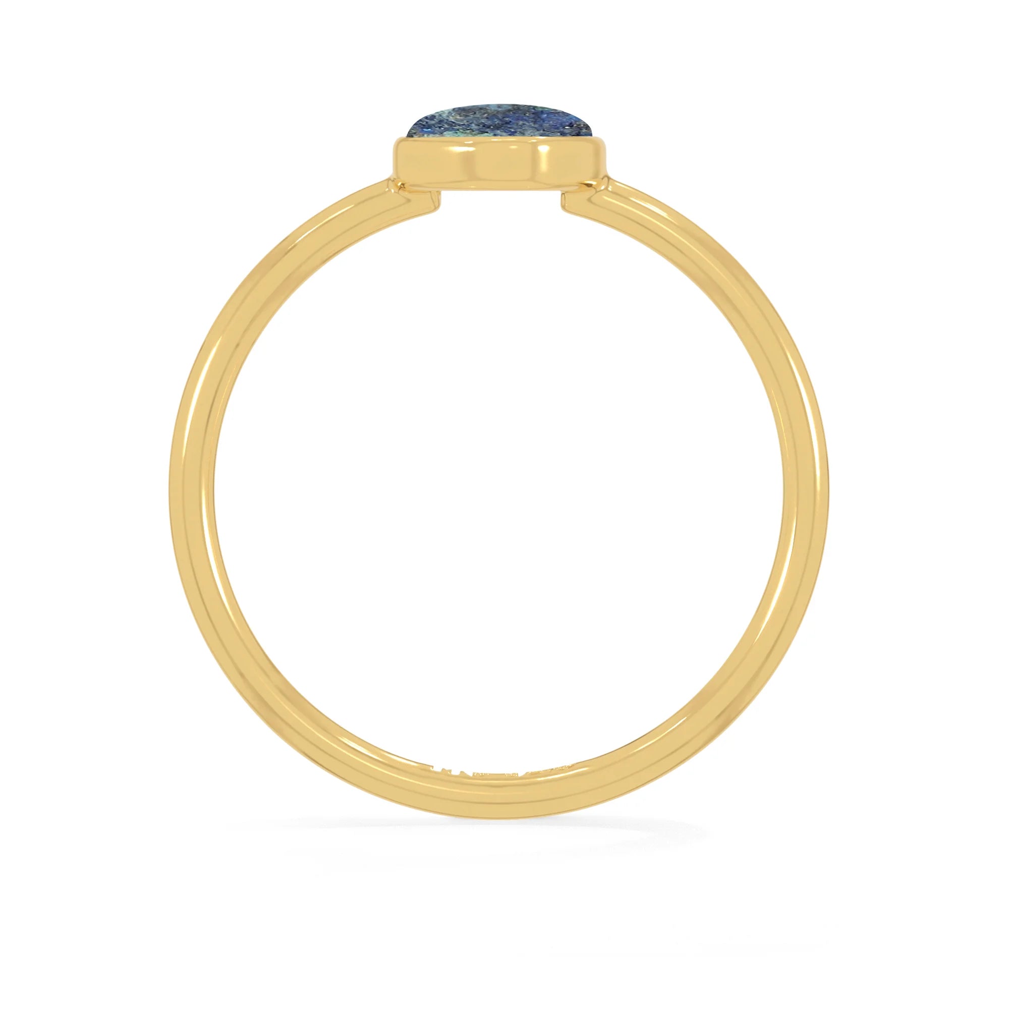 azurite malachite stackable bezel-set ring