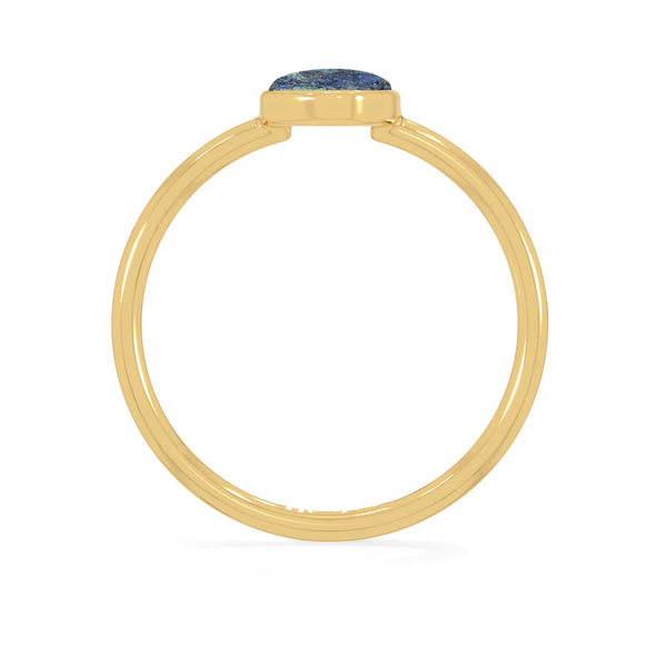 azurite malachite stackable bezel-set ring