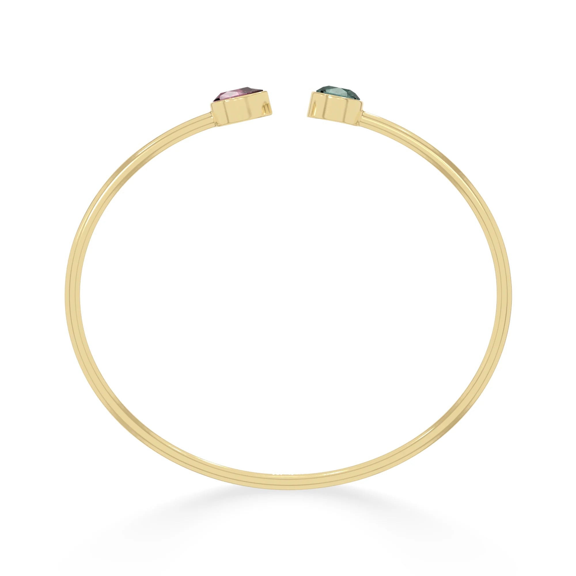 pink tourmaline with green tourmaline cut bracelet