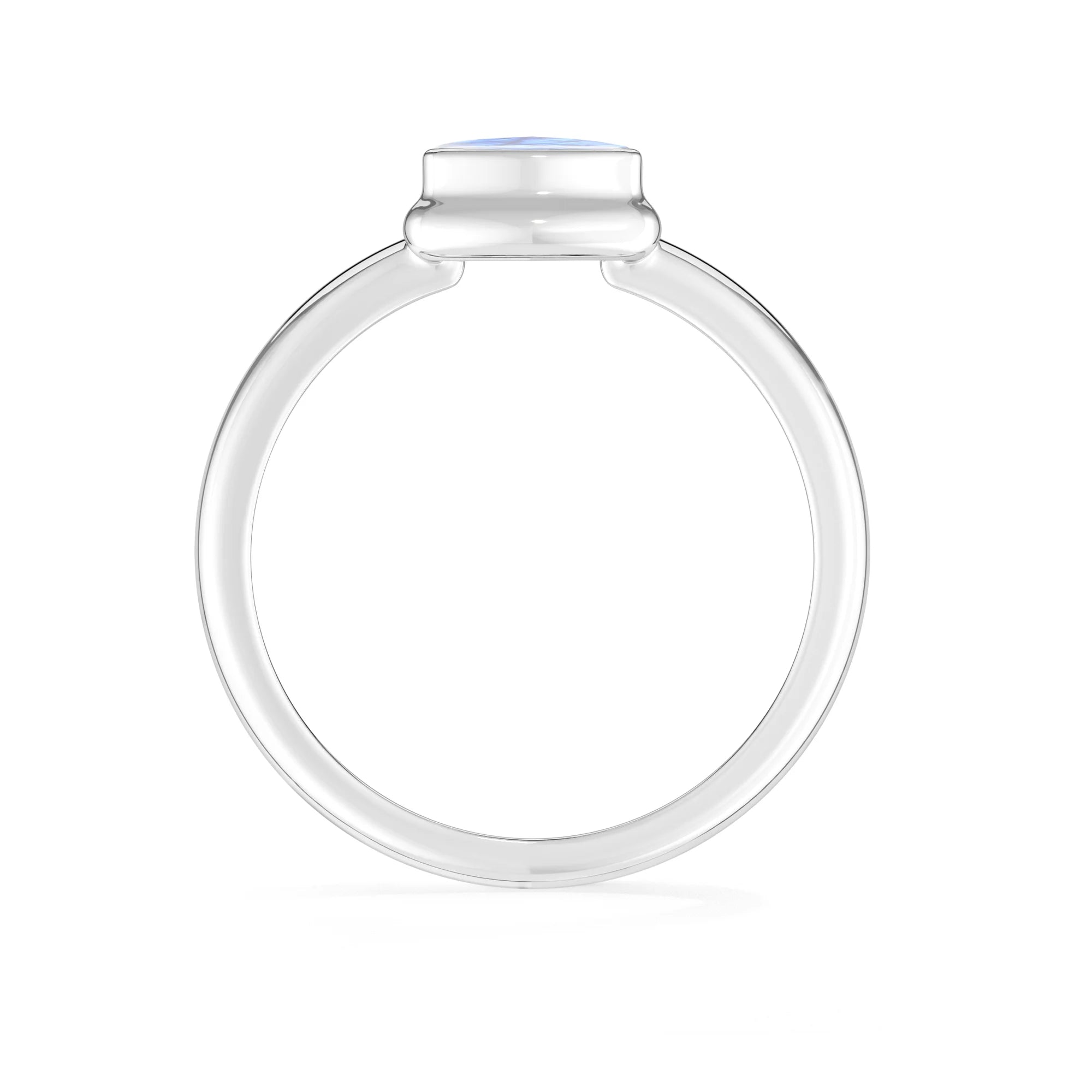 rainbow-moonstone bezel-set ring