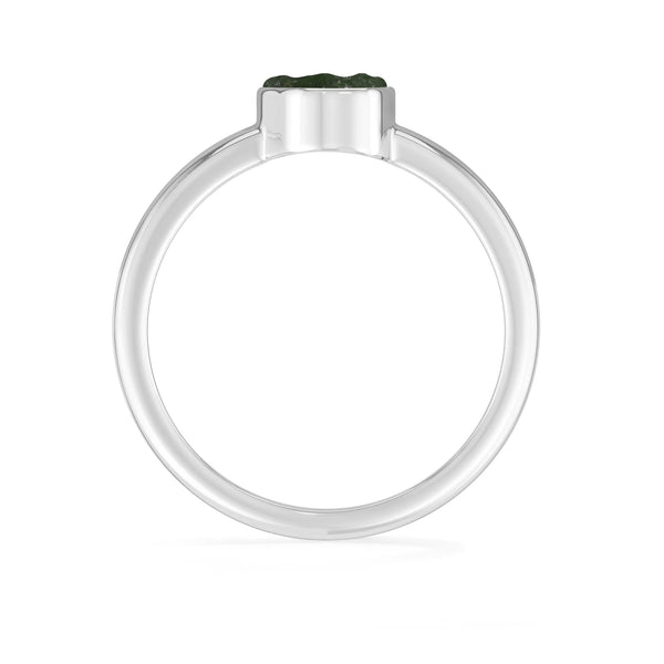 moldavite bezel-set ring