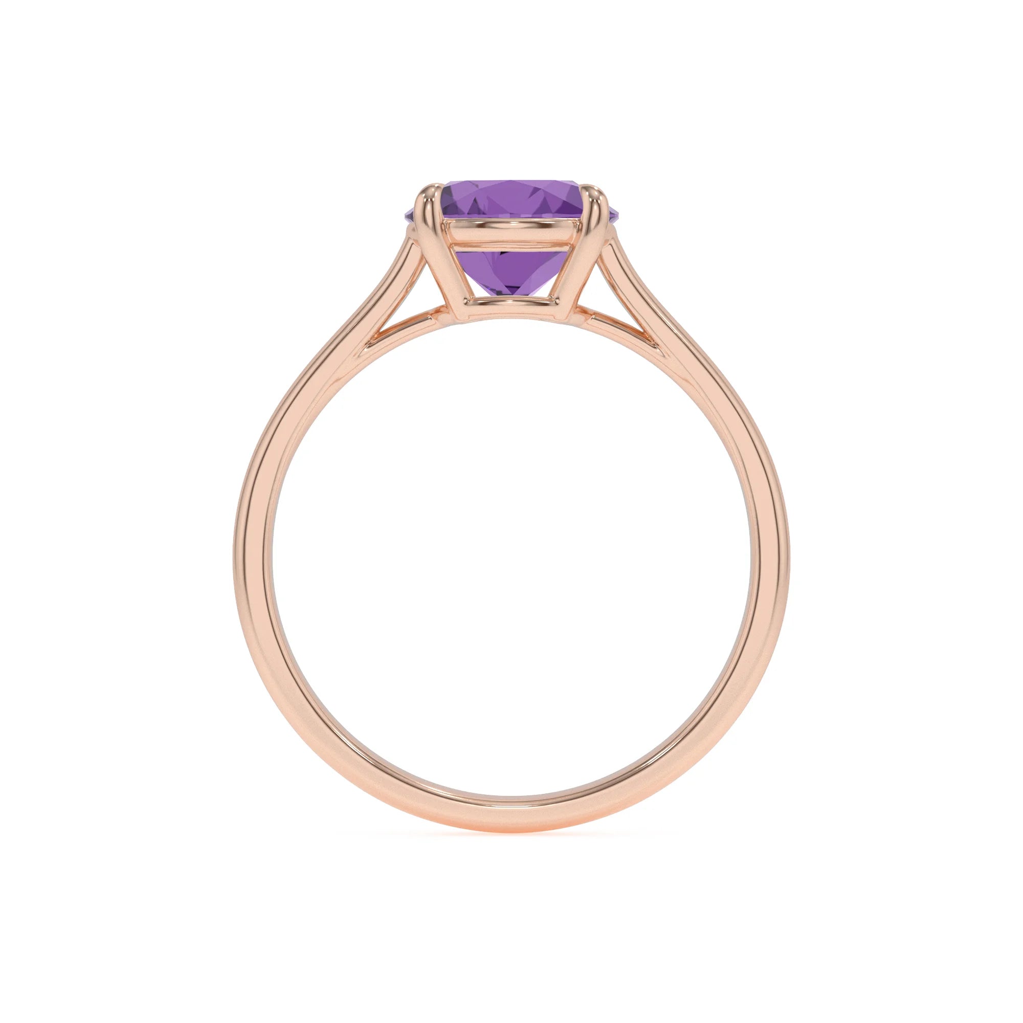 Natural Amethyst Round Solitaire Engagement Rings