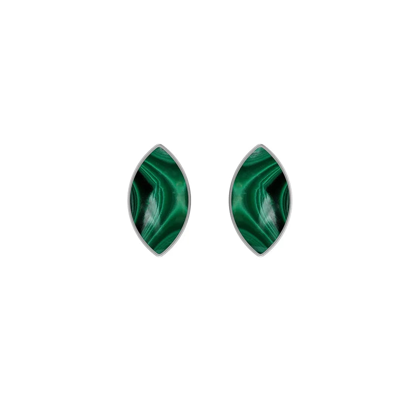 malachite cab pear earrings