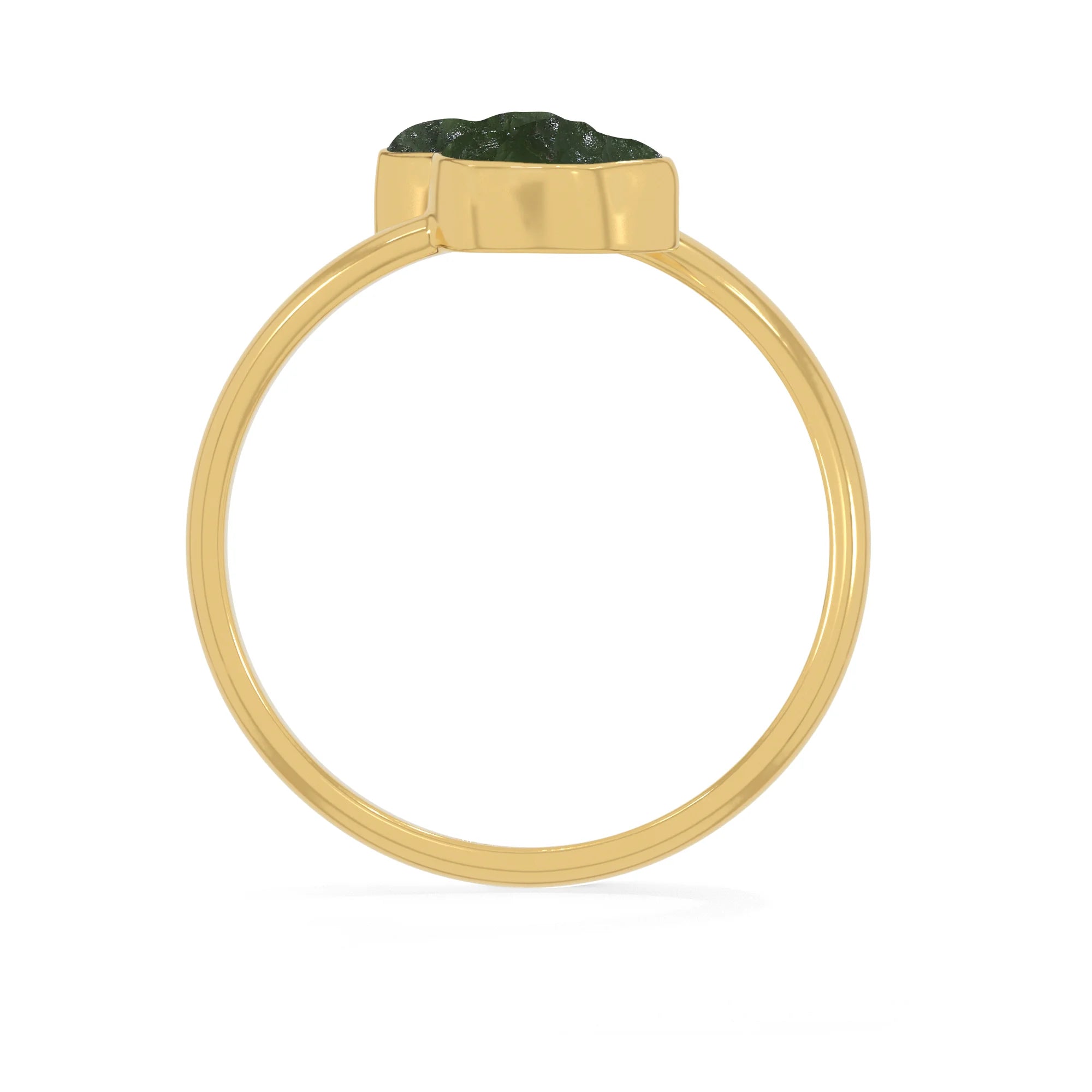 moldavite bezel-set ring