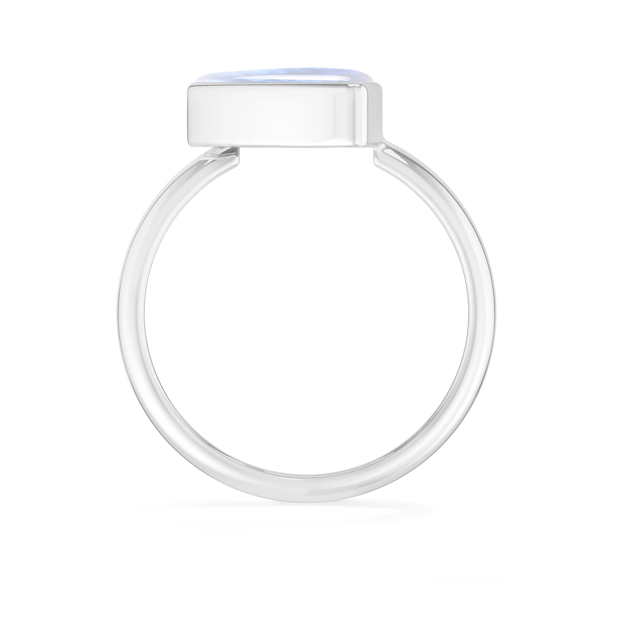 rainbow-moonstone bezel-set ring