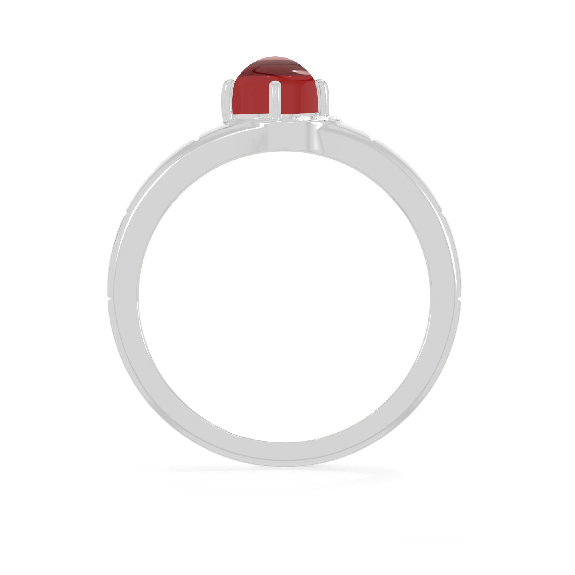 garnet-white-topaz prong-set ring