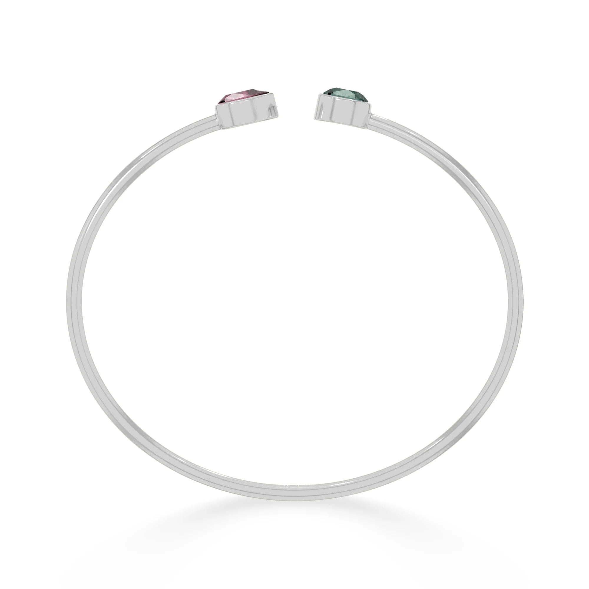 pink tourmaline with green tourmaline cut bracelet