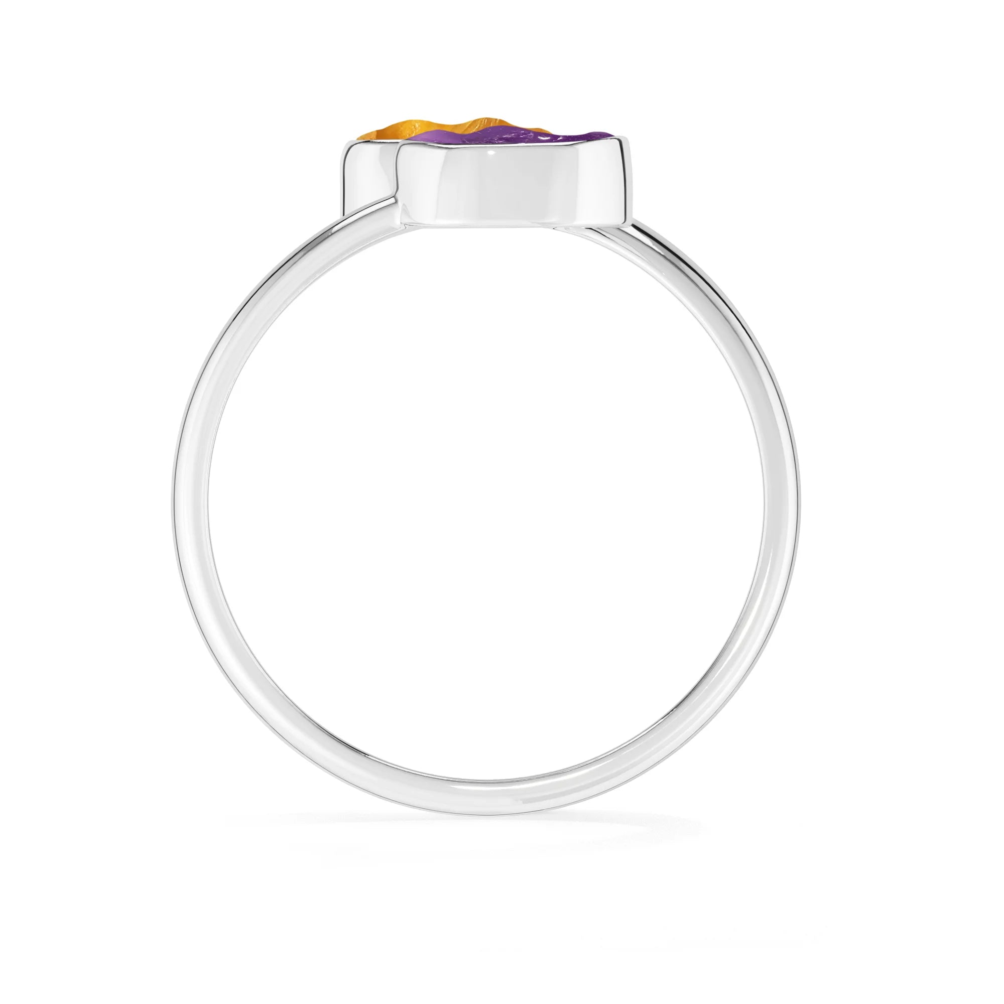 citrine-amethyst bezel-set ring