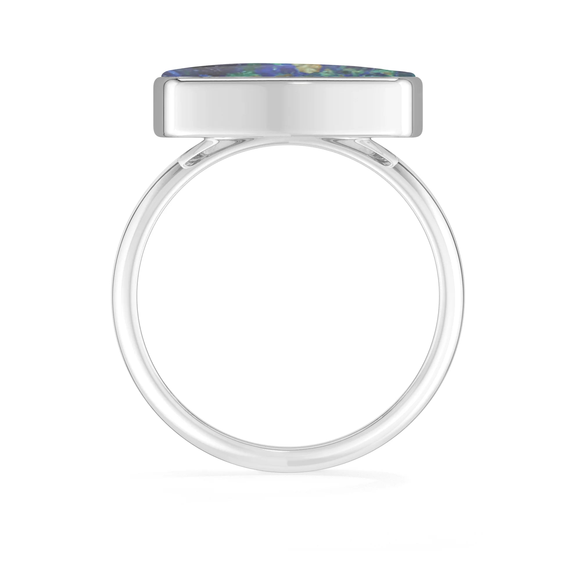 azurite malachite bezel-set ring