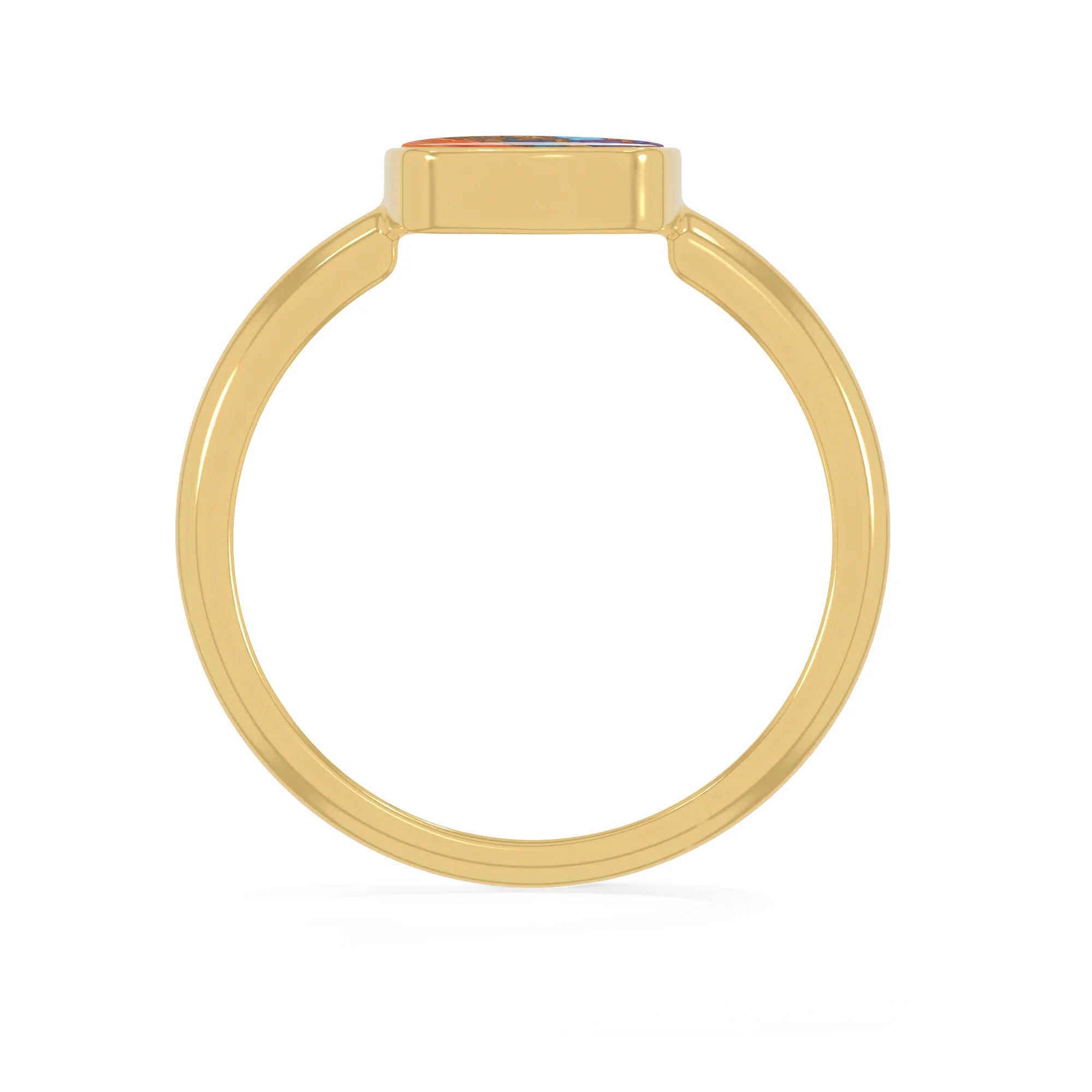 pink spiny-oyster bezel-set ring
