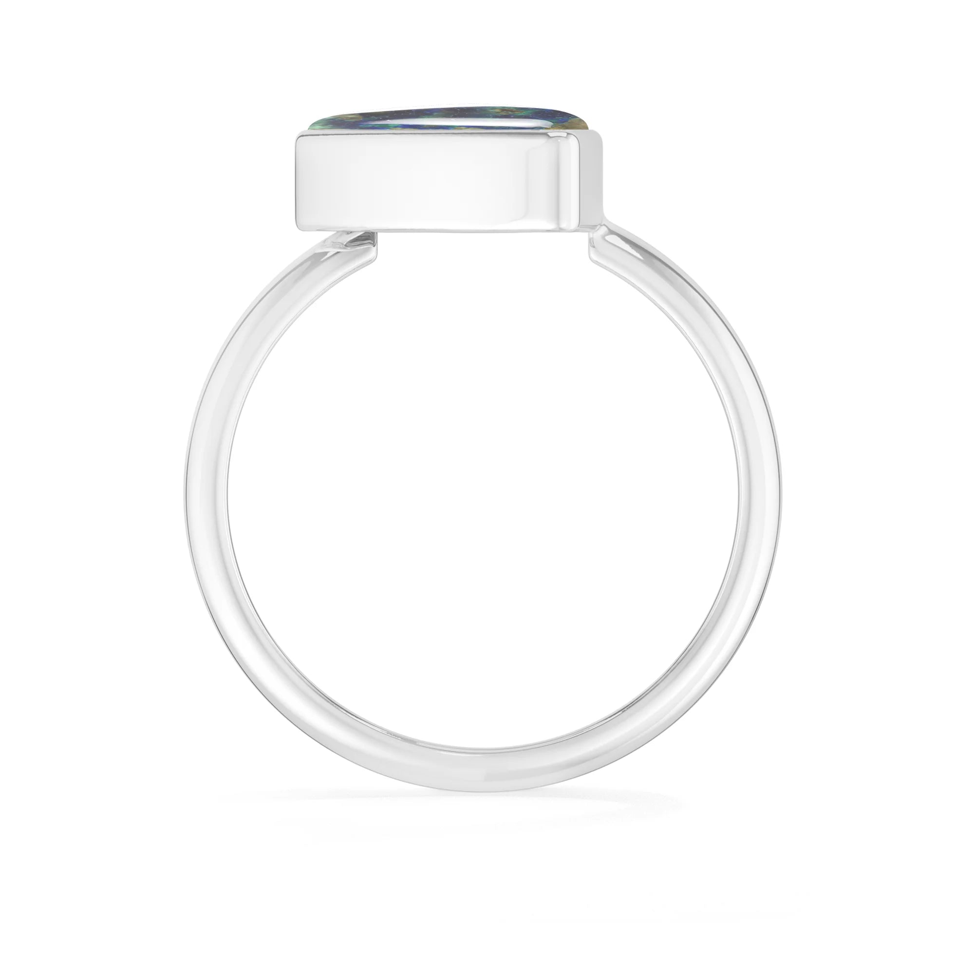 azurite malachite bezel-set ring