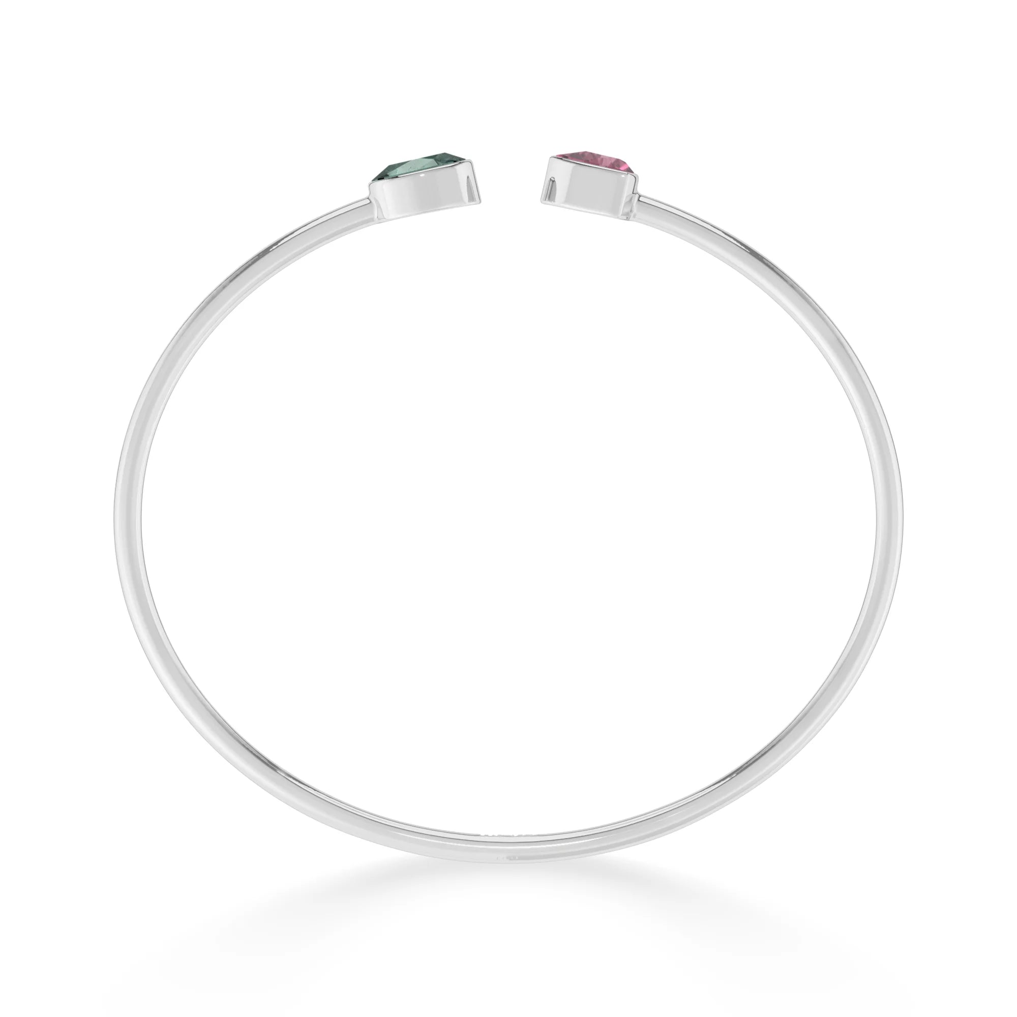 green tourmaline with pink tourmaline cut bracelet
