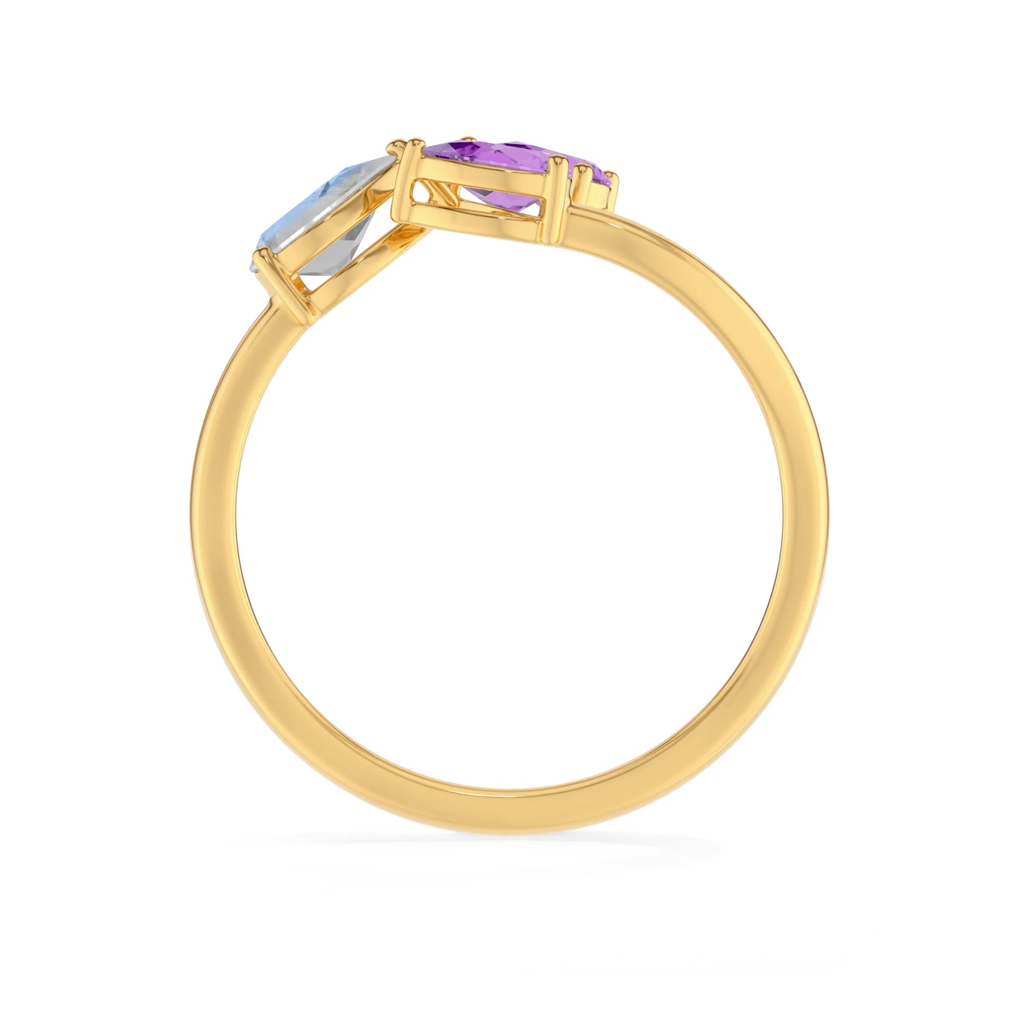 natural rainbow moonstone & amethyst ring