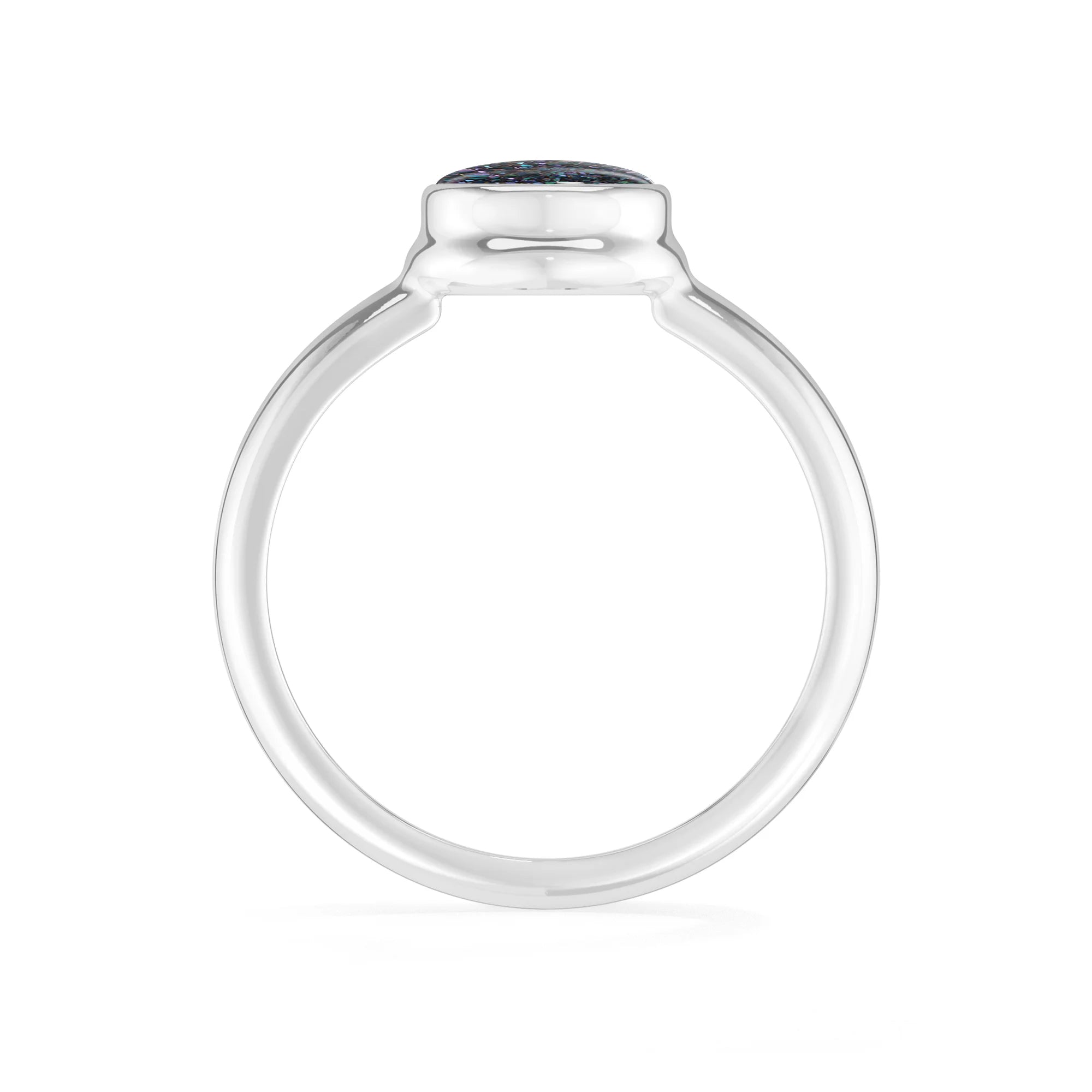 multi-titanium-druzy bezel-set ring