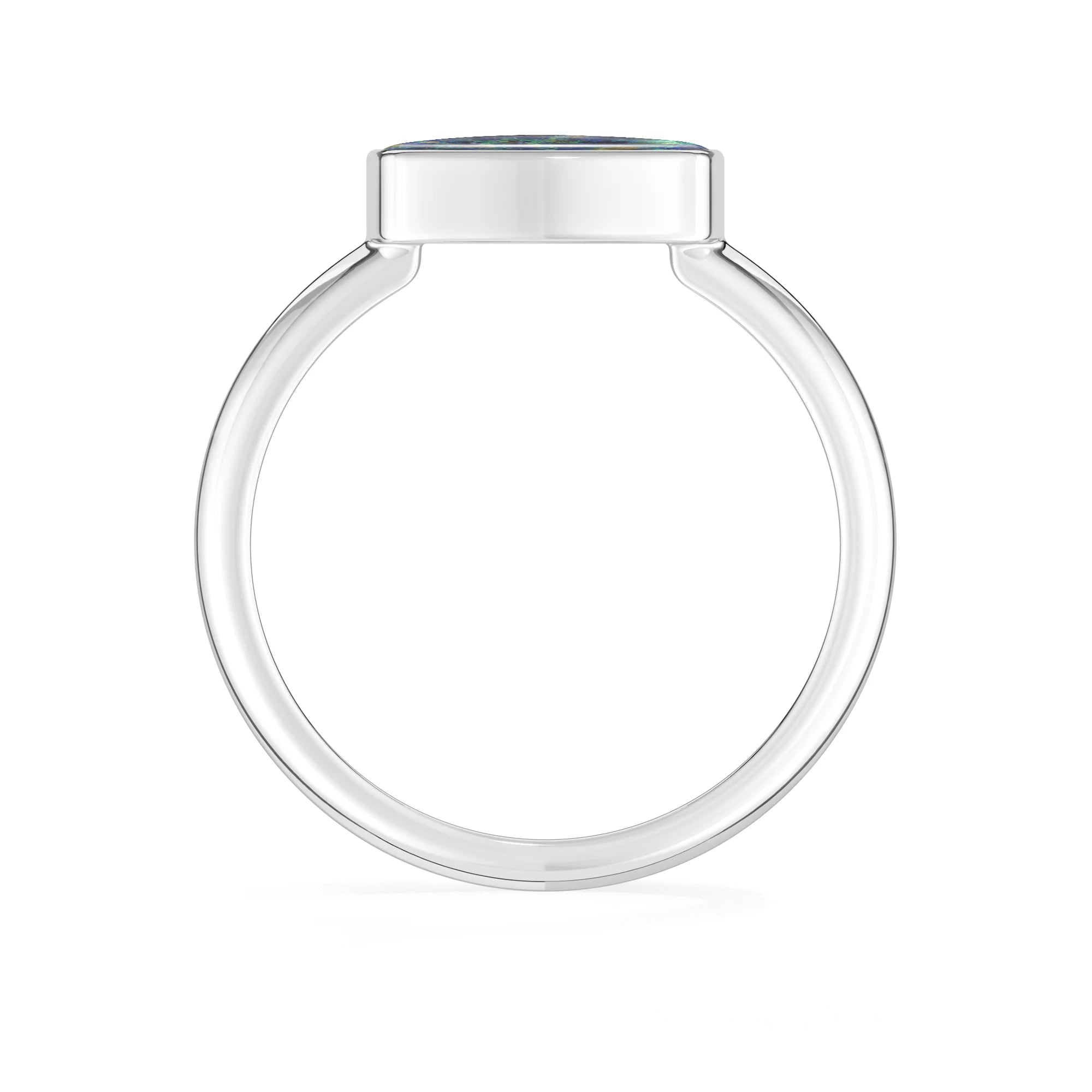 azurite malachite bezel-set ring