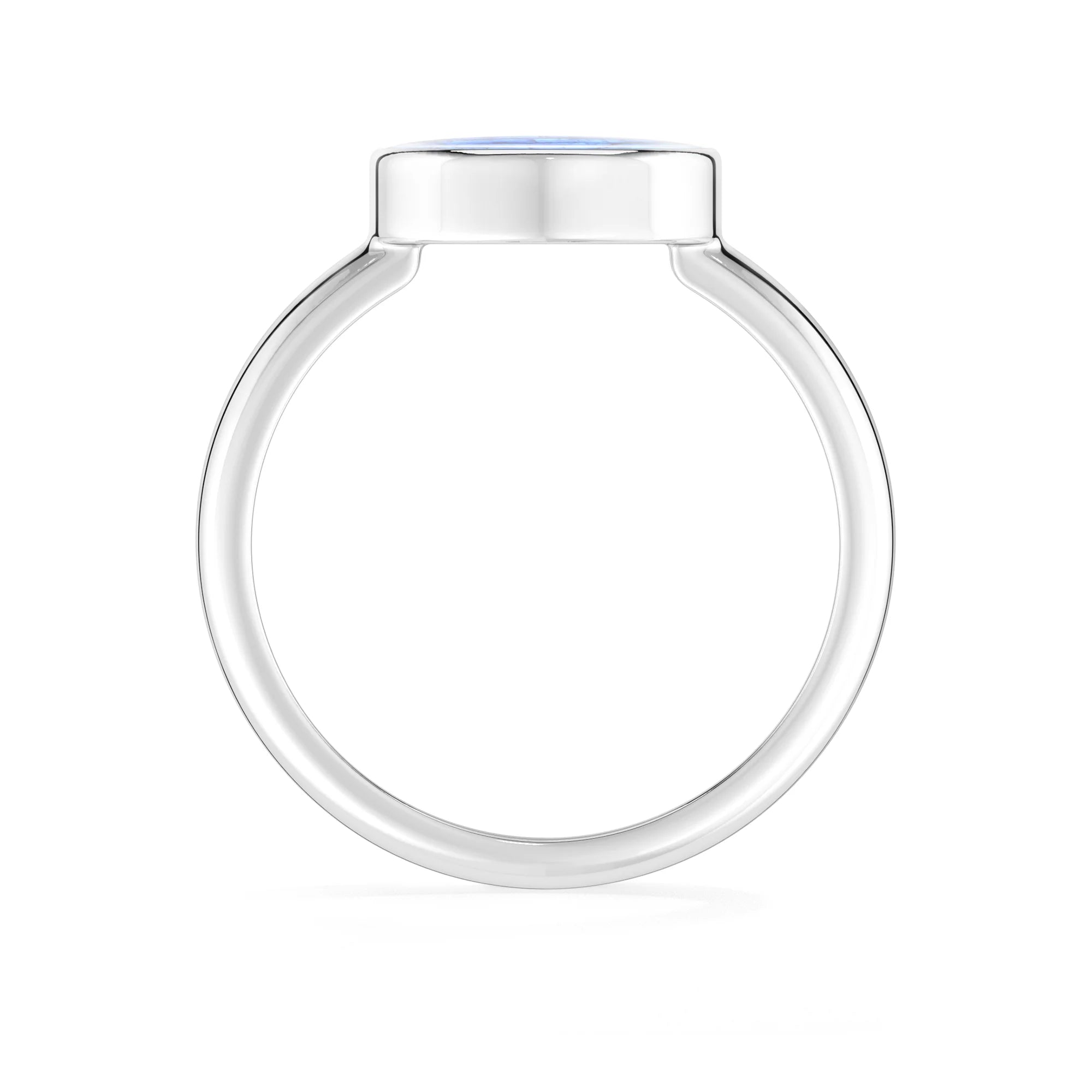 rainbow-moonstone bezel-set ring