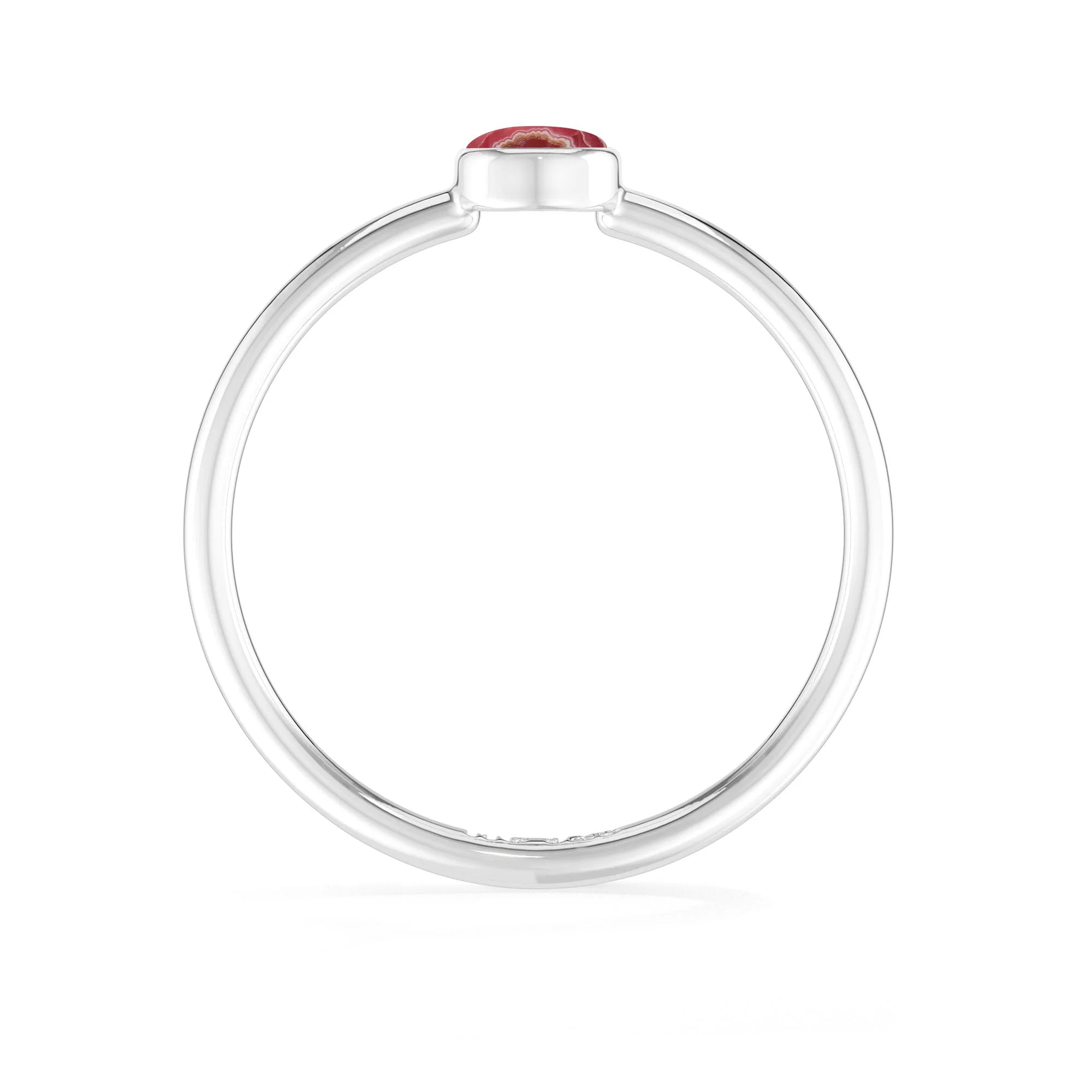 rhodochrosite stackable bezel-set ring