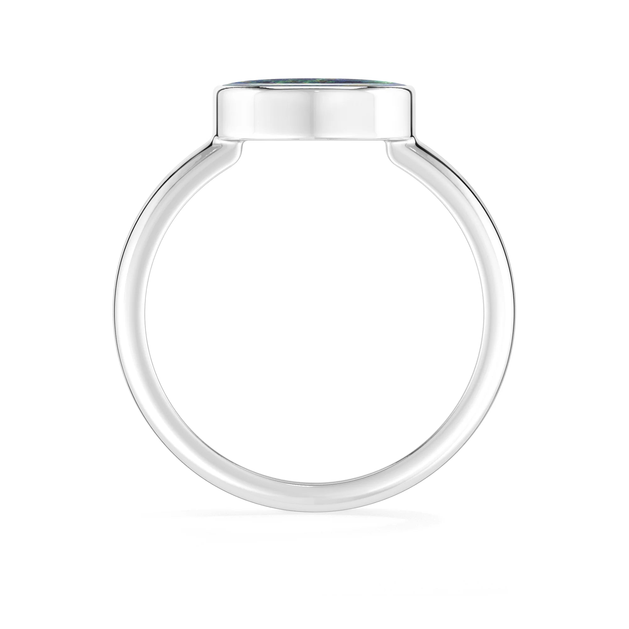 azurite malachite bezel-set ring