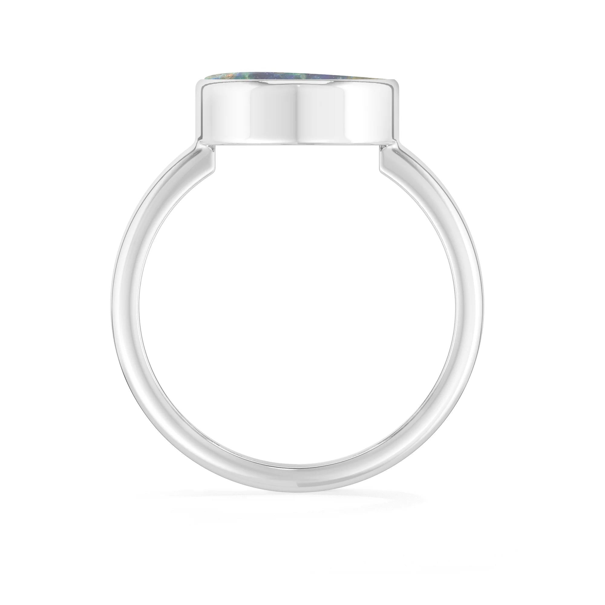 azurite malachite bezel-set ring