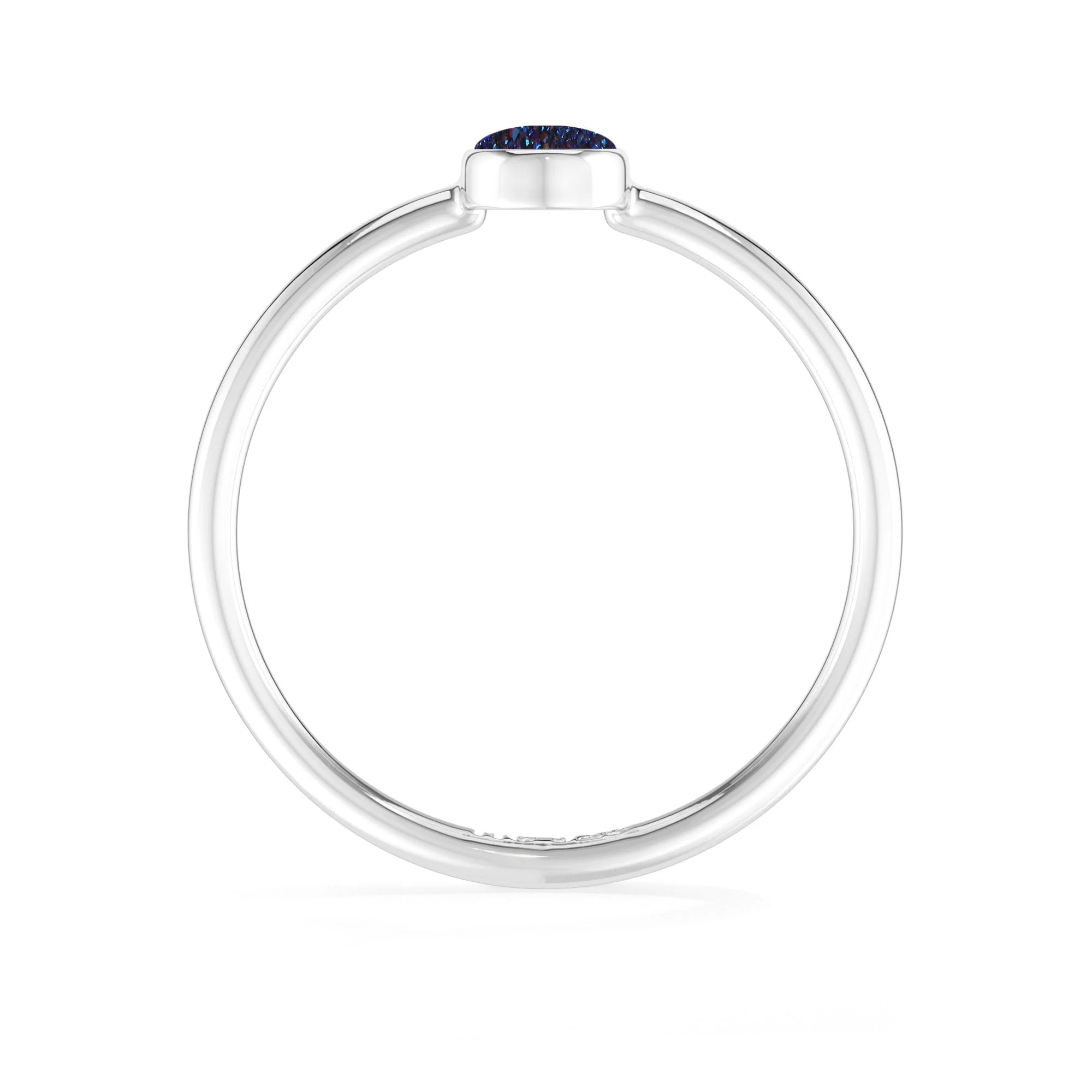 titanium druzy blue bezel-set ring